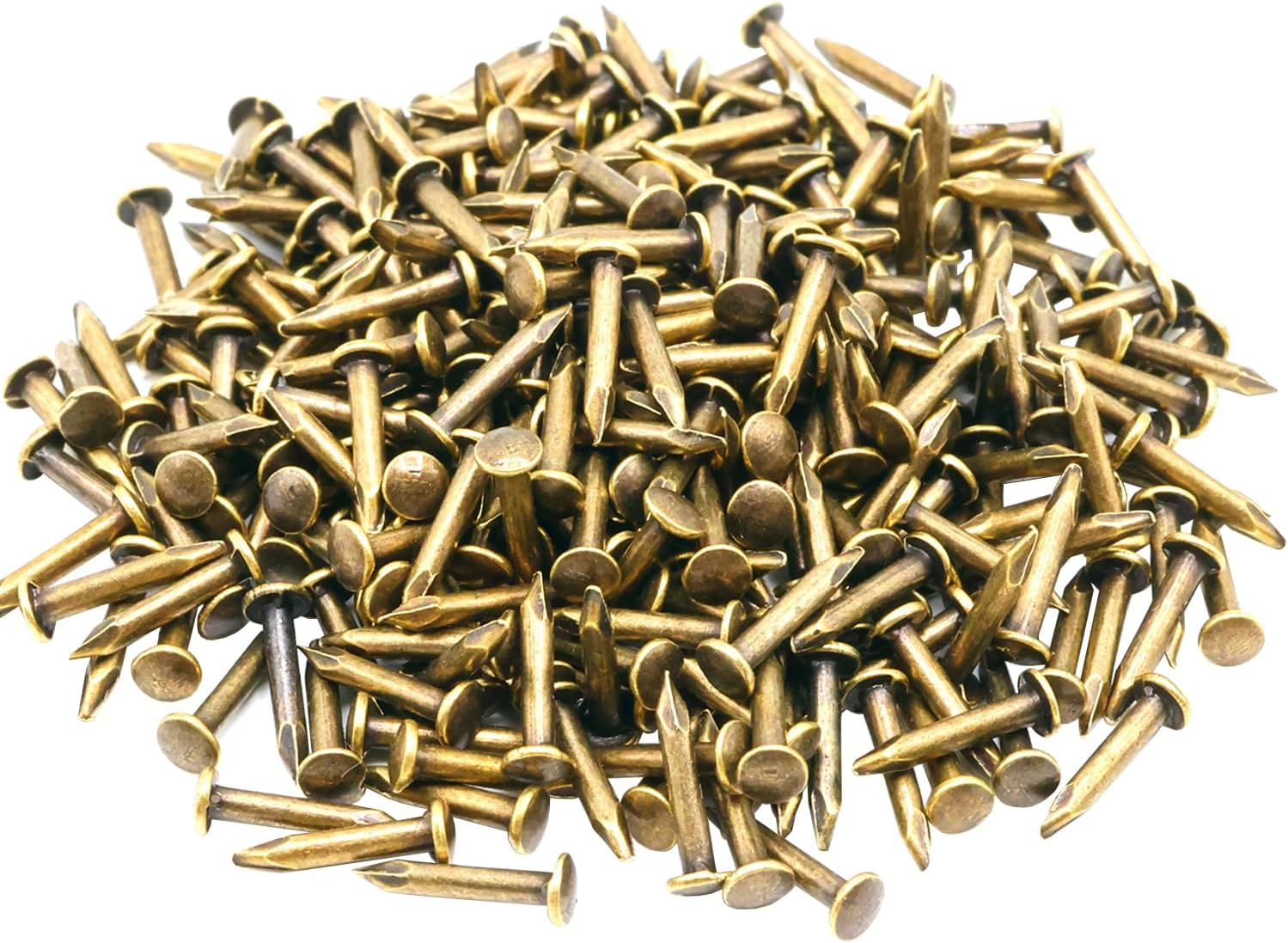 300pcs Small Tiny Nails 1.2 x 8mm,Round Hardware Mini Nails, for Wood DIY Decorative, Pictures Frames Hanging, Household Accessories, Outdoor Crafts, Bronze Tone,0.05 x 0.32inch/8mm