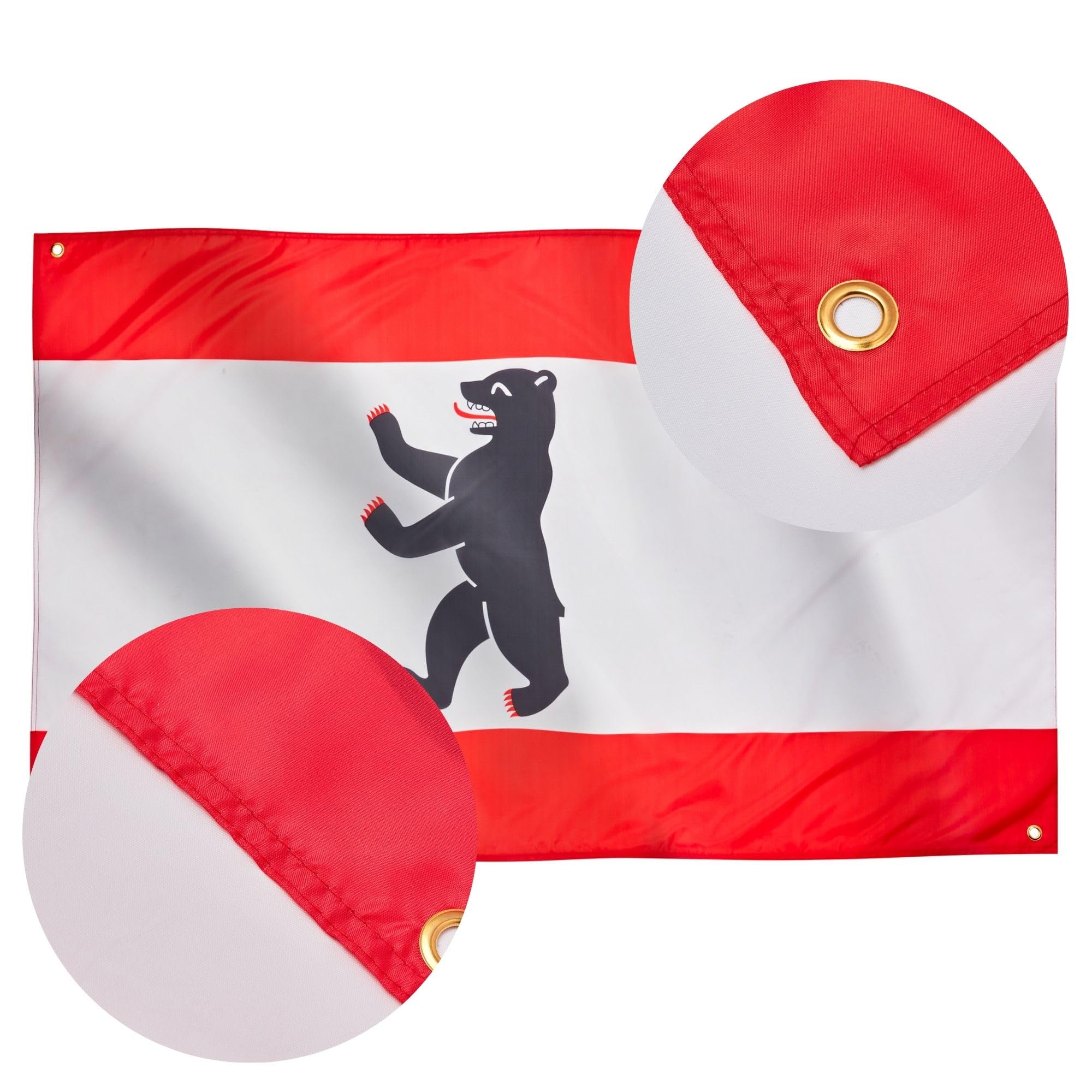 Runesol Berlin Flag, 91x152cm, 3ft x 5ft, Flag of Berlin, 4 Grommets, Eyelet in Every Corner, Berliner Landesflagge - Image 4
