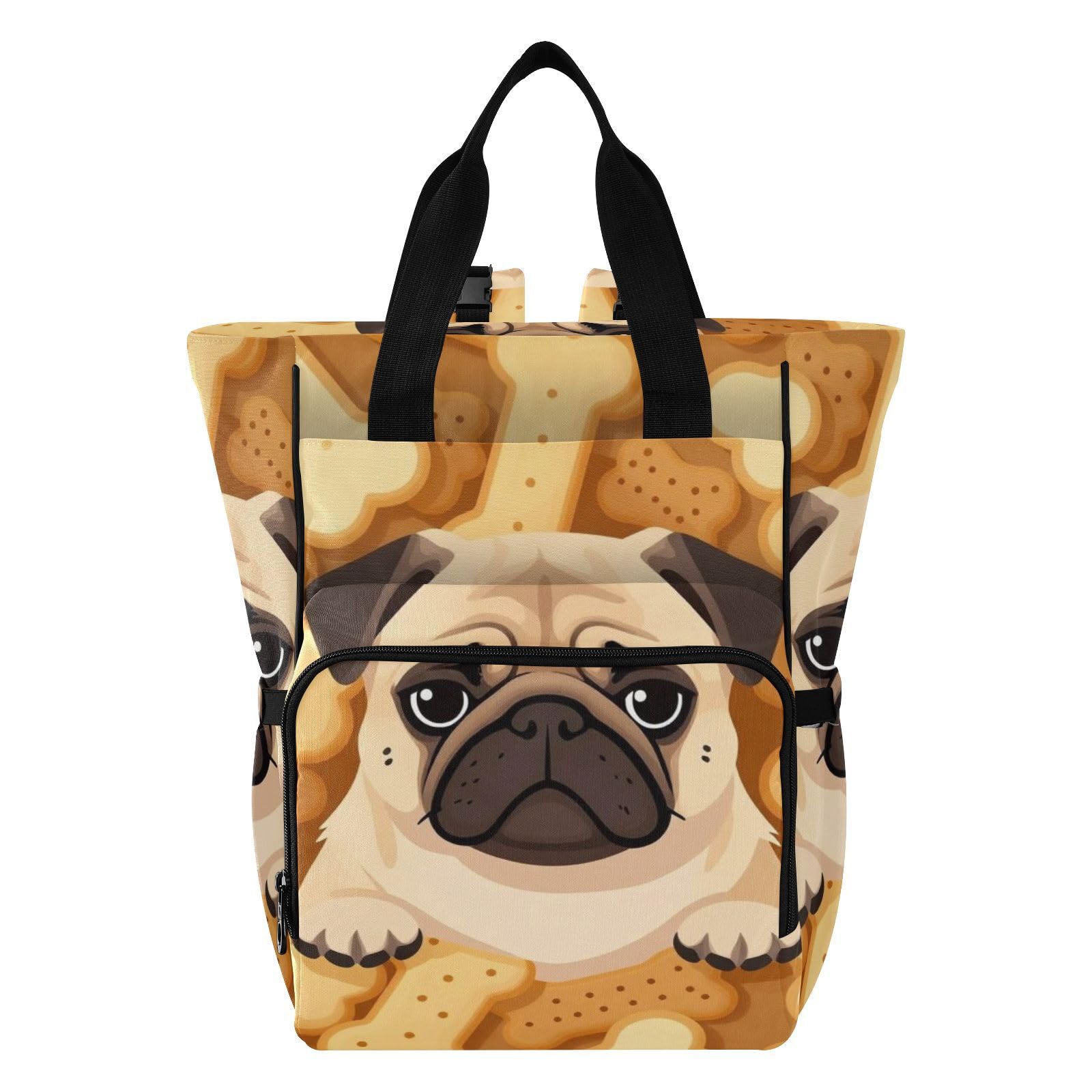 Bolsas de pañales para bebé, niña, niño, lindo perro carlino en galletas de