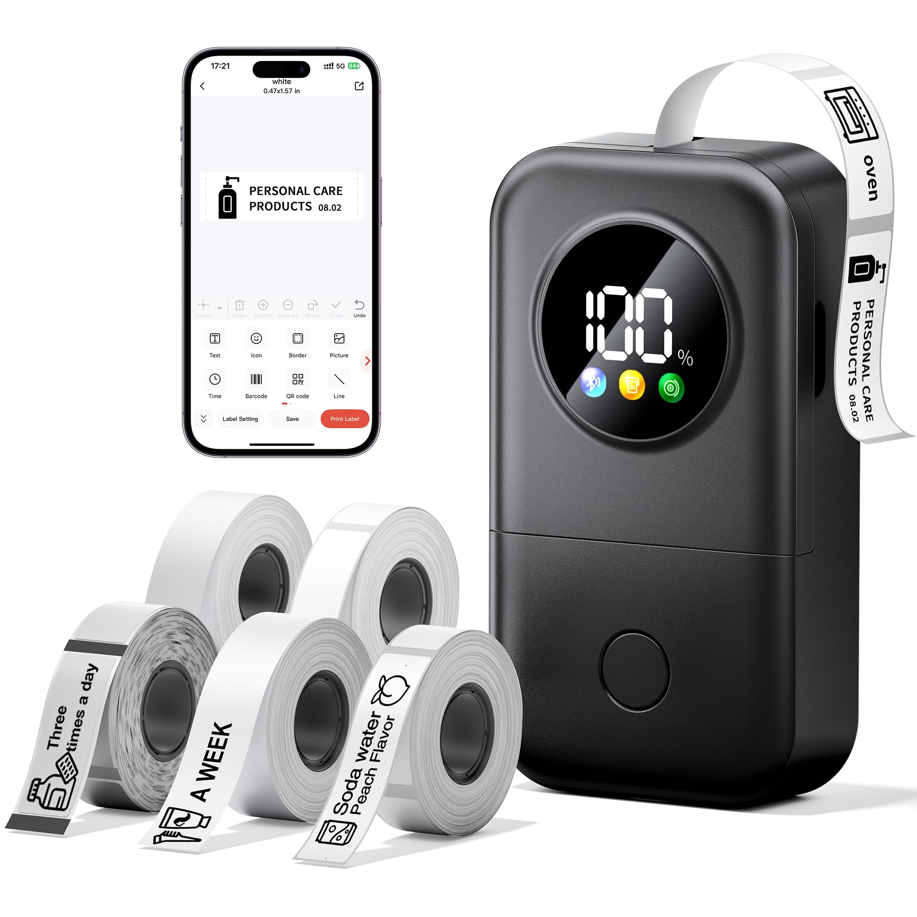 Phomemo Label Maker with 5 Tapes, Smart Screen D30D for Home School