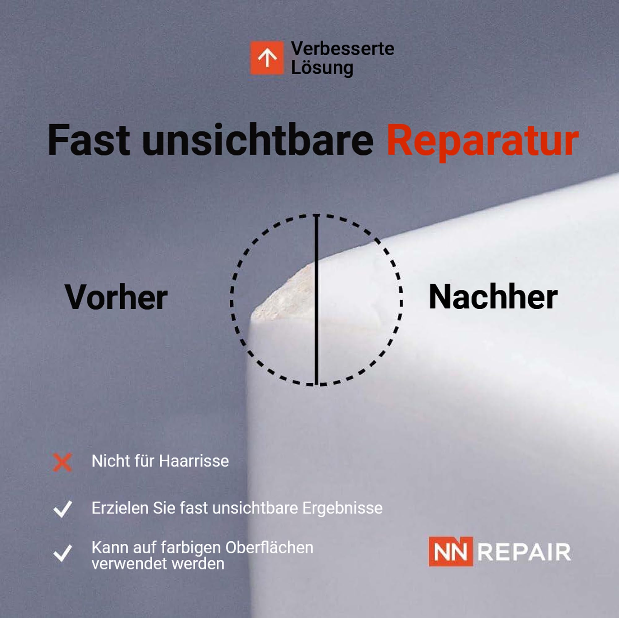 Quarz-Reparatur-Set für Arbeitsplatten (transparent, weißes Acryl und dunkelweiße Farbe) – ideal als Fliesen, Fiberglas, Badewanne, Keramik-Reparatur-Set I funktioniert hervorragend für Granit,