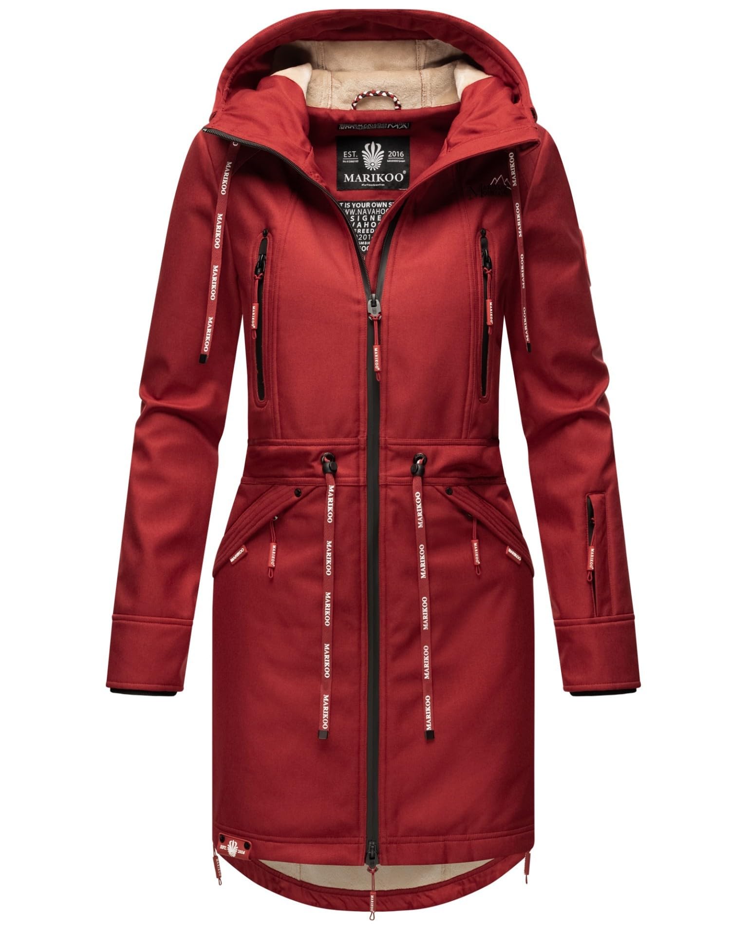 Marikoo B886 Outdoor softshelljas voor dames, functioneel, waterafstotend met warm teddyfleece, taupe-grijs, XXL