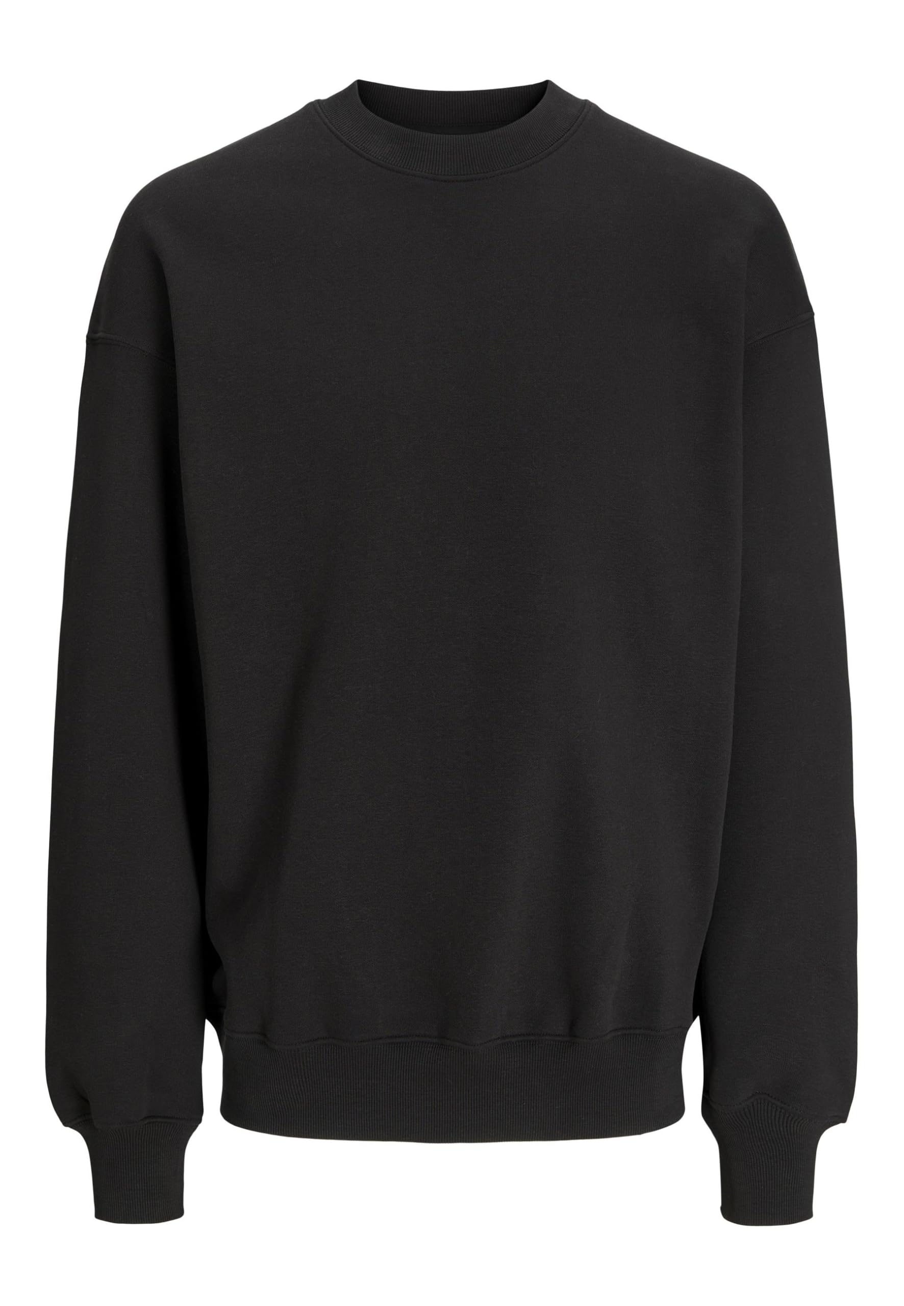 Jack & Jones Men's Black Jjebasic Sweat Crew Neck Noos Ps Hooded Sweatshirt, 6XL Plus