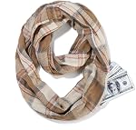 Infinity Scarf with Hidden Zipper Pocket Lightweight Travel Wrap for Women Girls