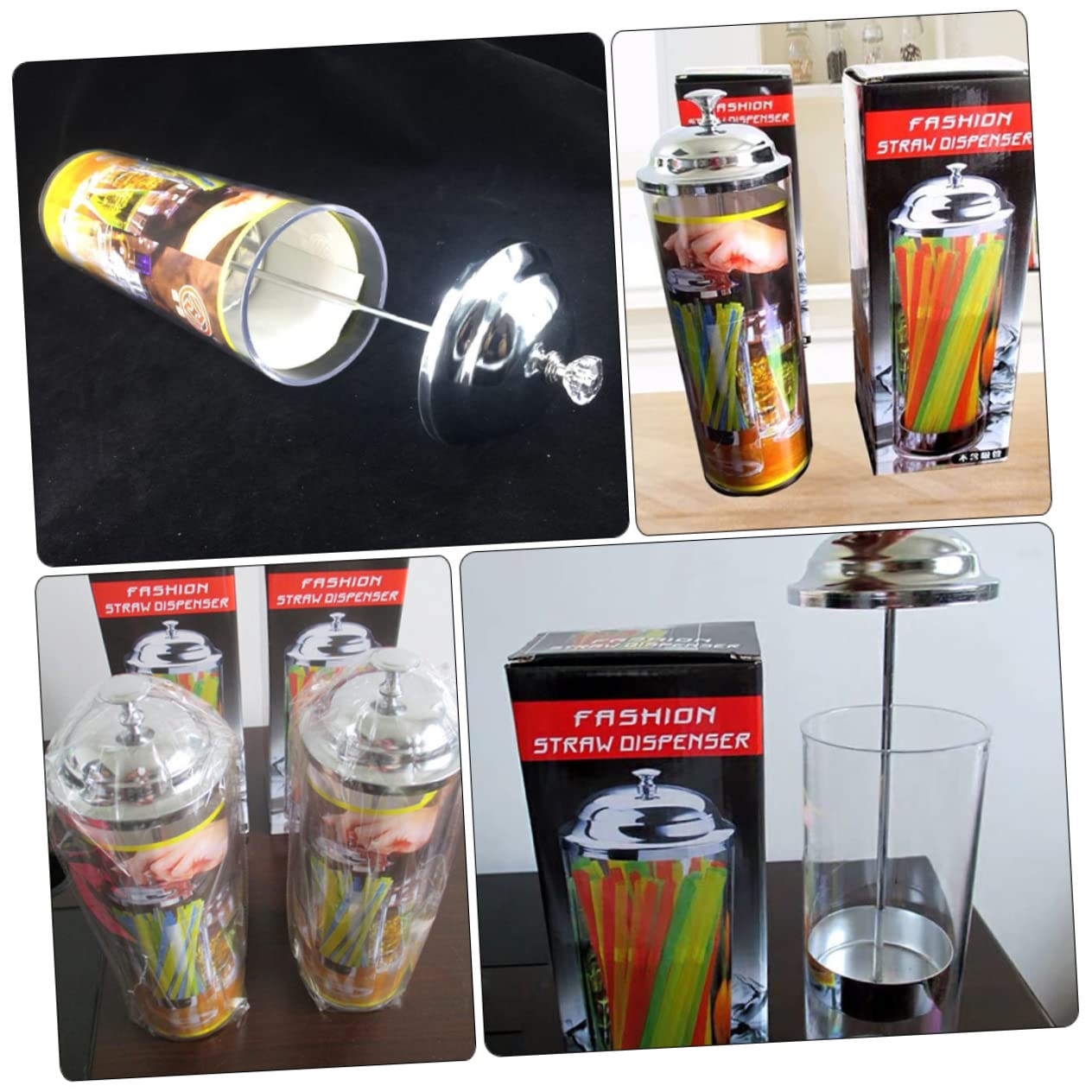 SECFOU Distributeur De Pailles En Plastique Pour Ranger Les Brosses Et Les Ustensiles