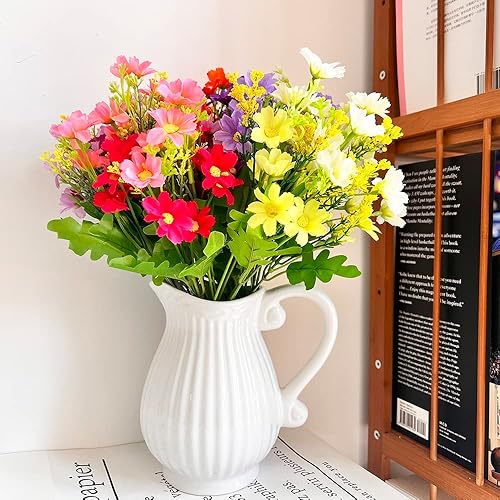 Miniatura 7 de 10 paquetes de margaritas artificiales resistentes a los rayos UV, flores silvestres sintéticas, arbustos de plástico, arbustos de plástico, para