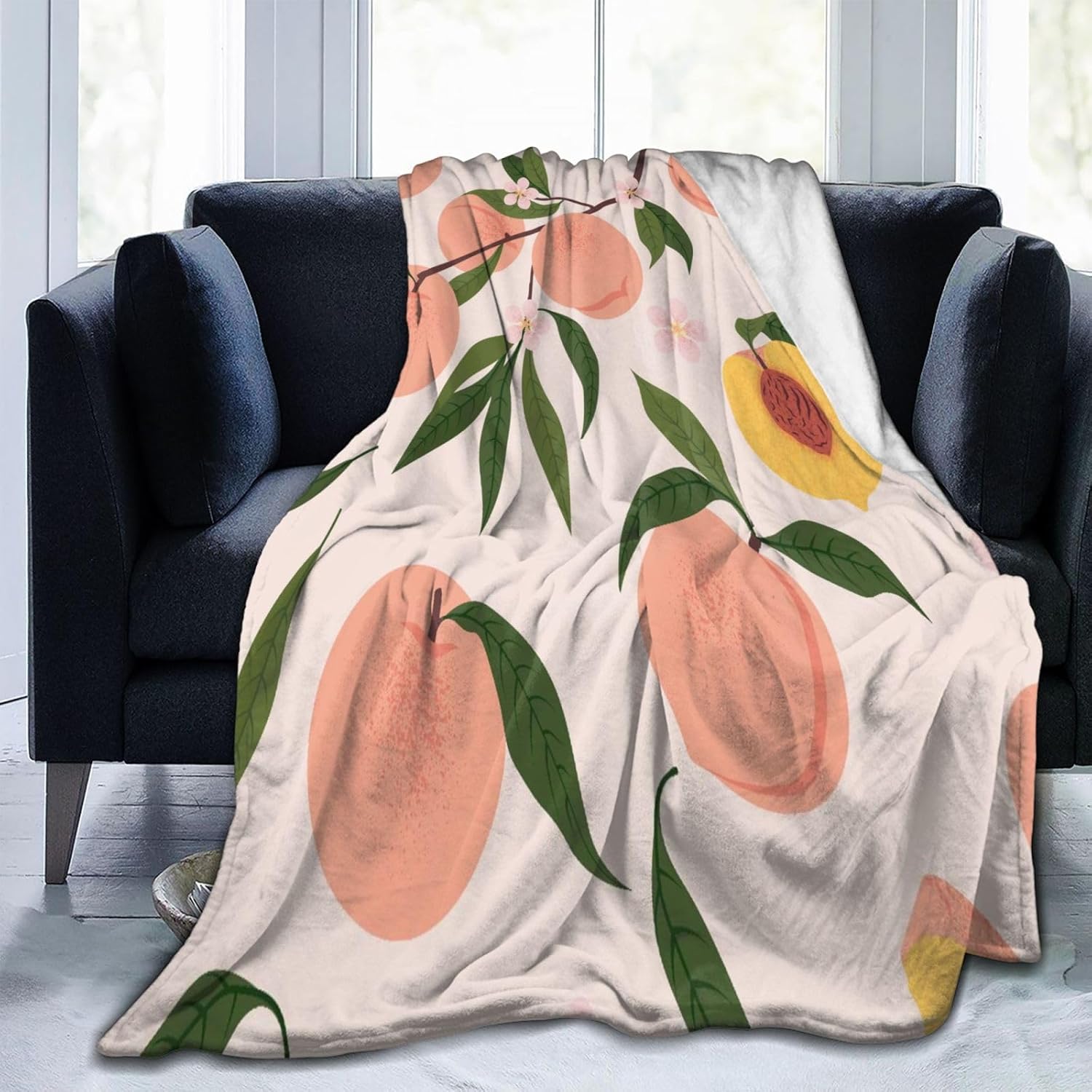 Cute Pink Peach Throw Blanket, Blanket Gifts for Women Men Girls Boys, Soft Travel Blanket for Bed Couch Sofa Indoor Outdoor Home Decor All Season 80"x60"