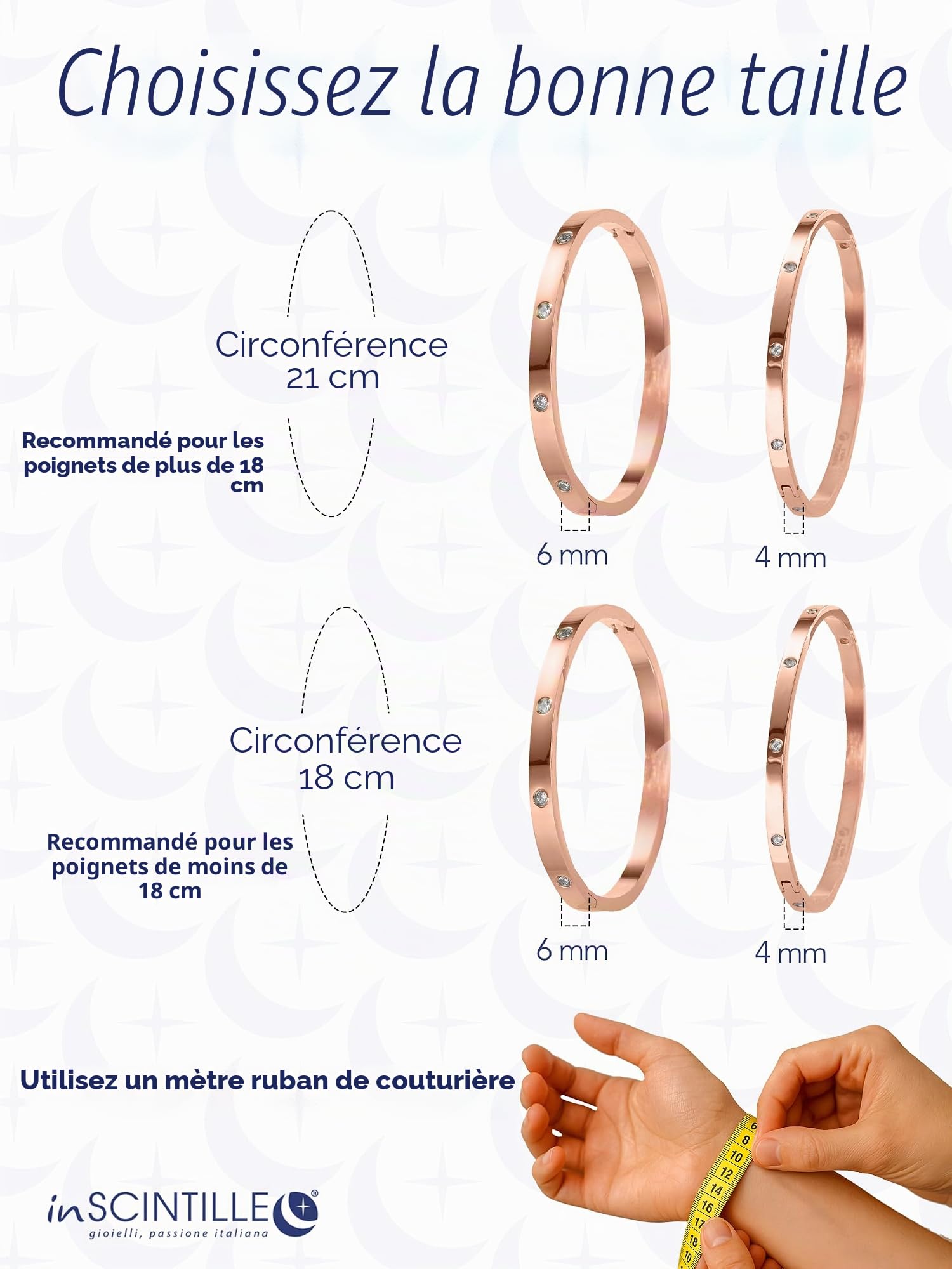 inSCINTILLE Bangles Bracelet Rigide en Acier Inoxydable pour Femme avec Boîte Cadeau Incluse