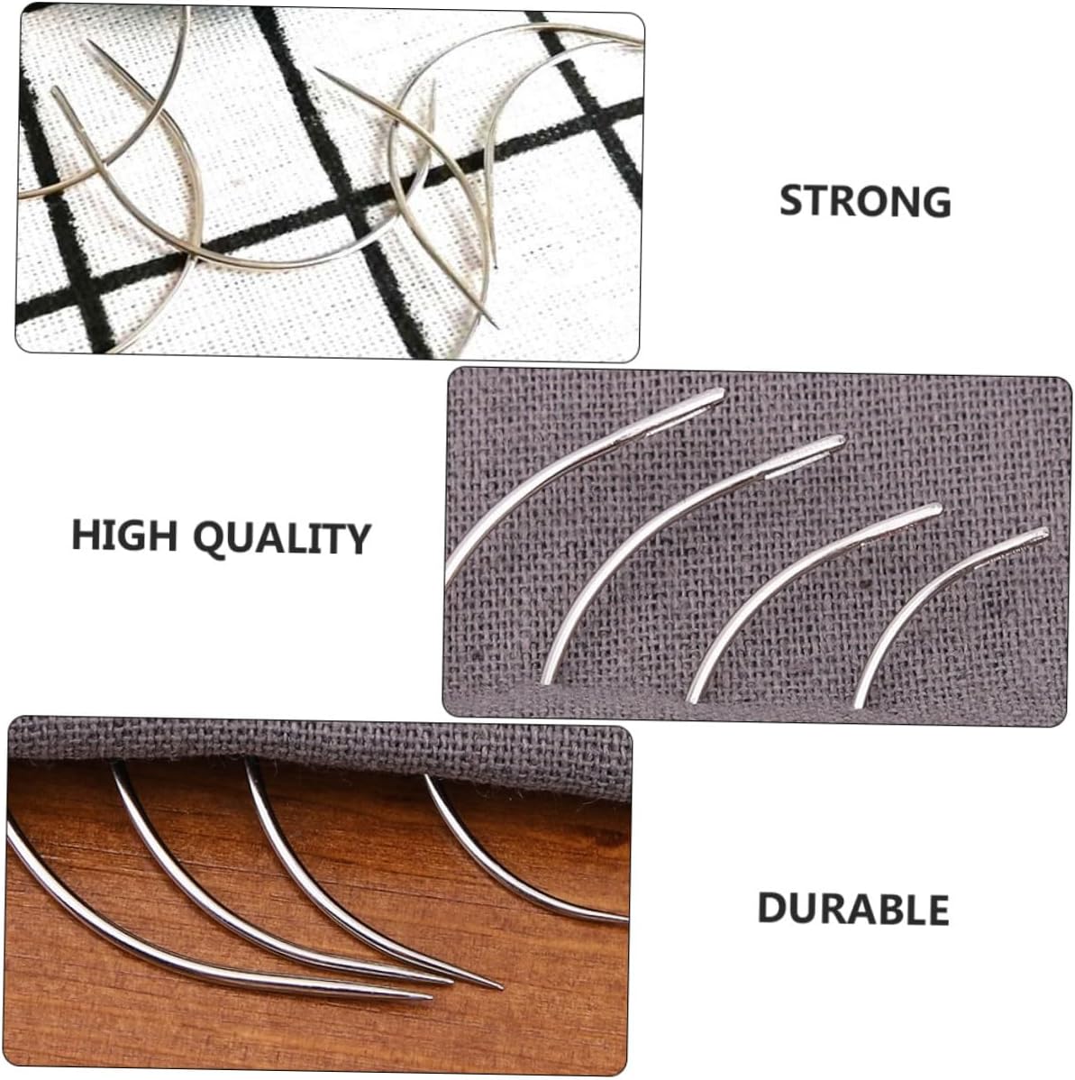 Gogogmee 96pcs Curved Needles for Wig Making Hand Sewing Embroidery Durable Weaving Needles Includes for Upholstery Craft Projects