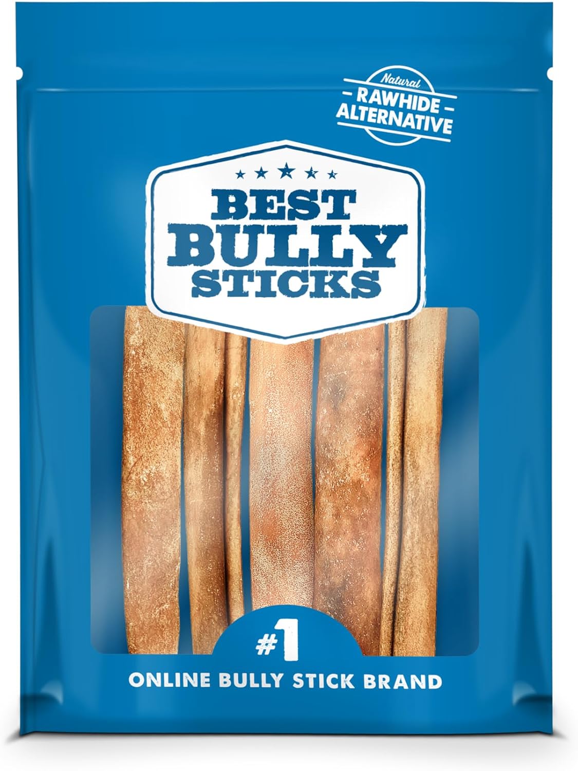 Best Bully Sticks 12 Inch Natural Collagen Sticks for Dogs - 5 Count (Pack of 1) - Long-Lasting, Rawhide Free, Beef Treat