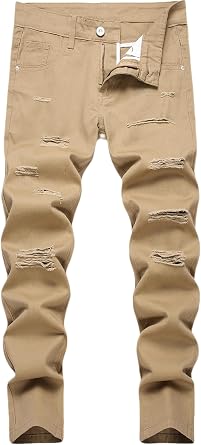 Boys Skinny Fit Ripped Distressed Fashion Washed Denim Jeans Pants