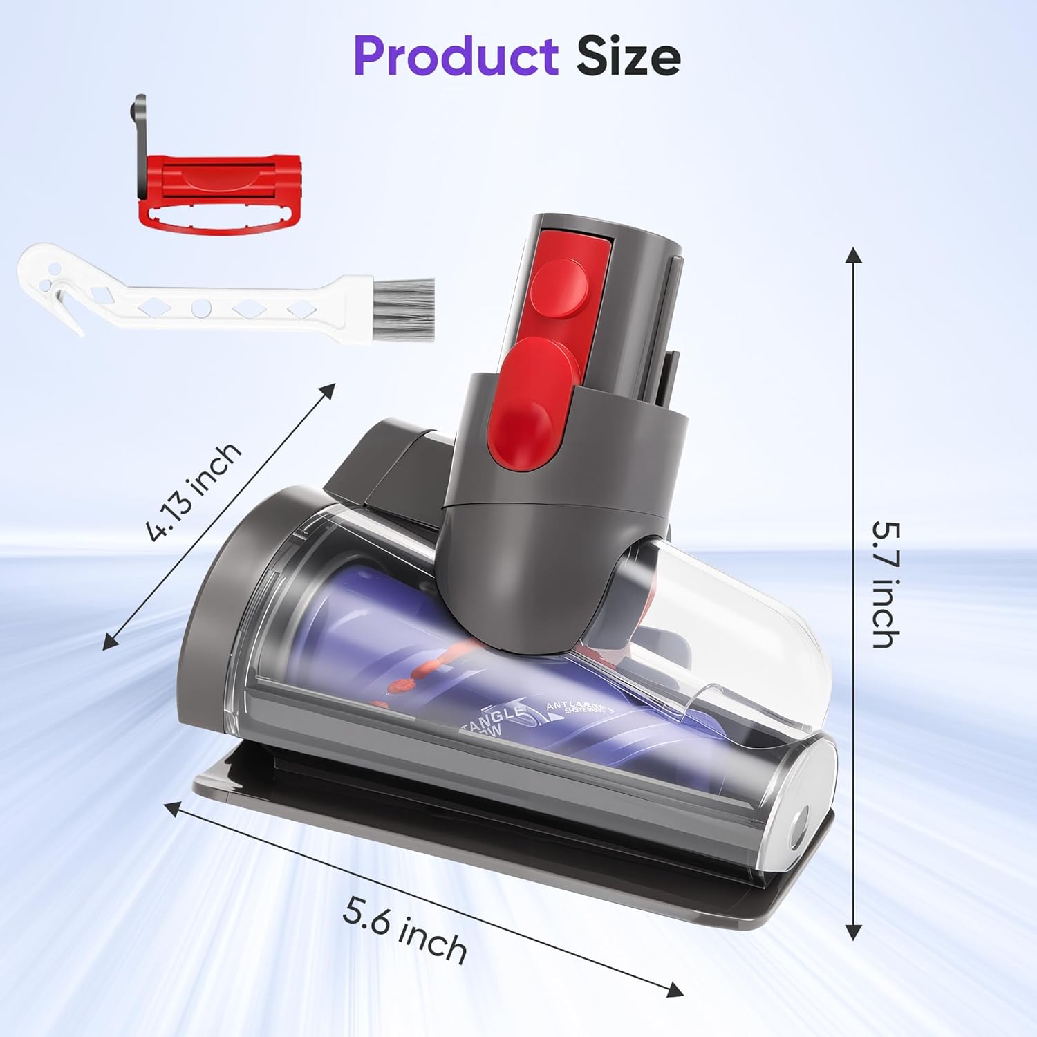 Mini Motorized Tool Brush Head Compatible with Dyson V7 V8 V10 V11 V15 Cordless Vacuum Cleaner, Handheld Couch Vacuum Attachment Anti-Tangle Replacement Parts Head Suitable for Long and Pet Hair