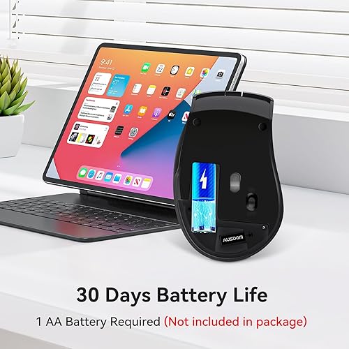 Miniatura 7 de AUSDOM Mouse inalámbrico para computadora portátil - Mouse de computadora con mini receptor USB de 2.4G, seguimiento óptico de 1600 DPI, mouse de
