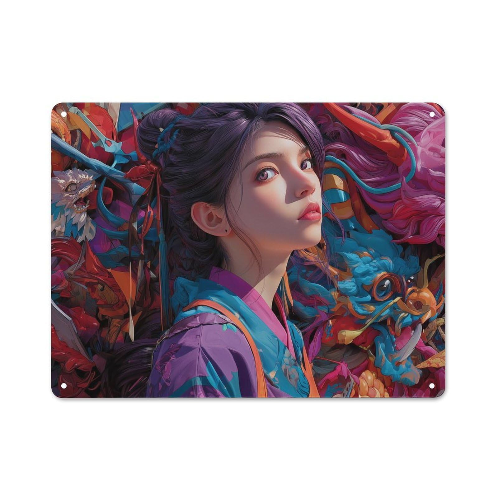 Junmoney Dragon's Embrace -3 Classic Metal Wall Decor 30X40cm, Decorative Tin Plaque For Cafe, Pub, Workshop Or Home Bar