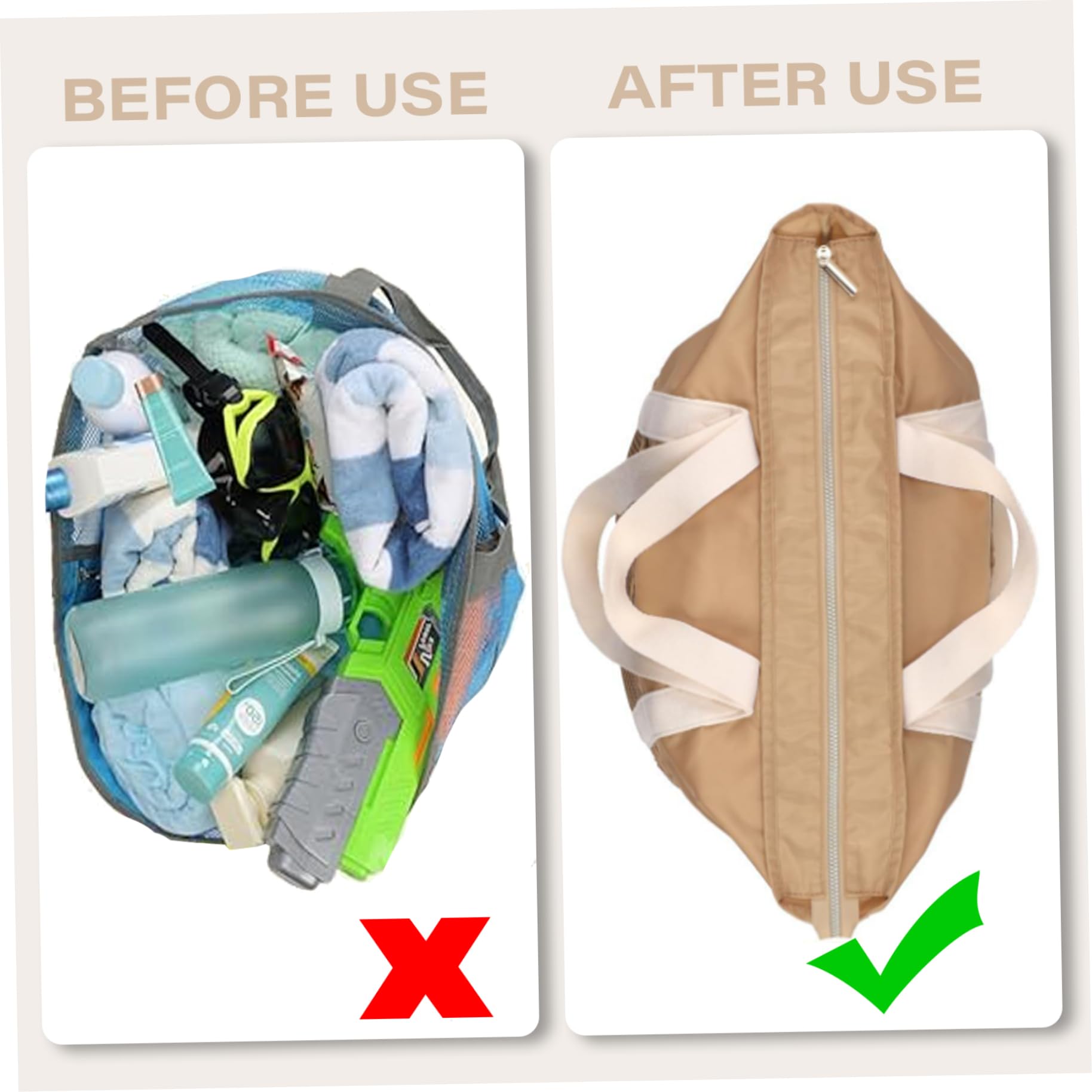 Sacs de plage pour femmes, sac fourre-tout de plage imperméable et résistant au sable, grand sac avec poches, piscine à chargement lourd 50 lb avec fermeture éclair, sacs familiaux lavables en m