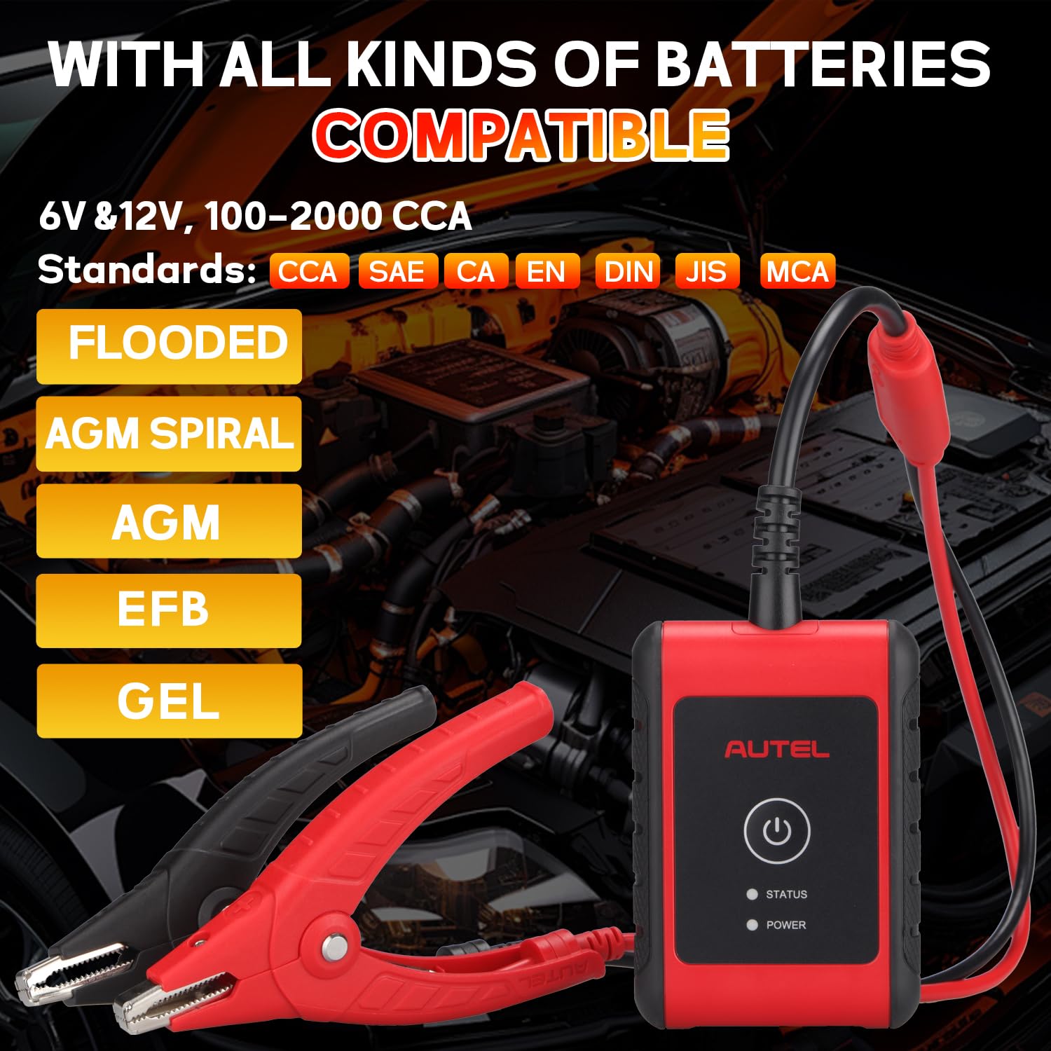 Autel MaxiBAS BT506 Car Battery Tester, Lite of BT508/BT608 Analyzer, 6v 12v 100-2000 CCA, Adaptive Conductance, Cranking Charging System Test, Work w/Autel Scanners & iOS/Android, Free Updates