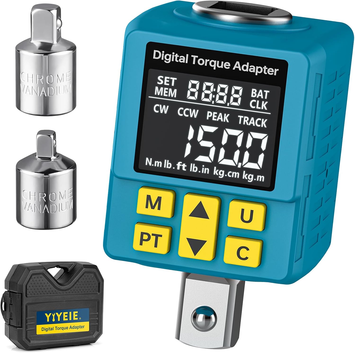 YIYEIETools 1/2" Digital Torque Adapter ±1% Accuracy 7.4-150 ft-lb Color Display Smart Alerts Preset Modes