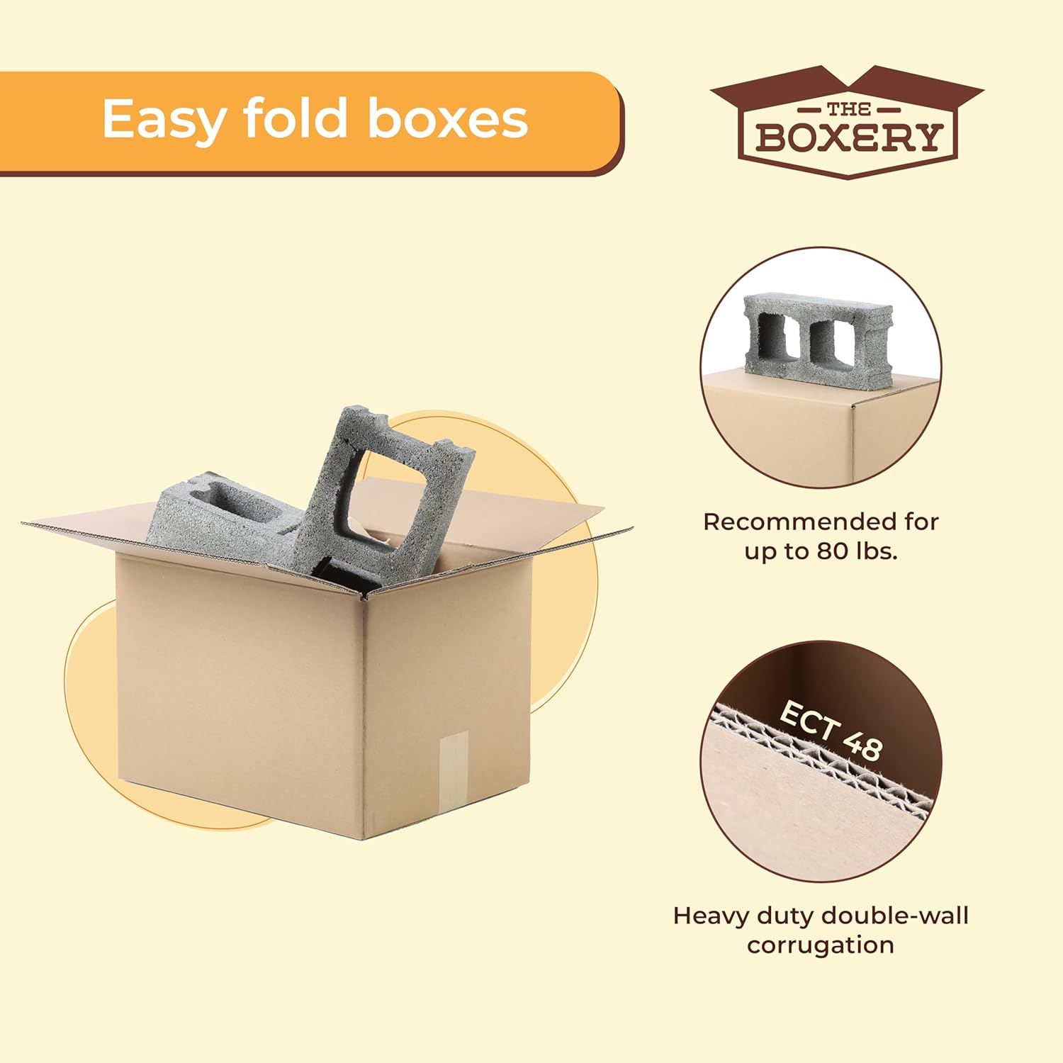 The Boxery Heavy-Duty Double Wall (ECT48) - 16"x16"x12" (15-Pack) | Corrugated Boxes for Shipping, Packaging, Moving, Storage Box for Home or Business, Strong Wholesale Bulk Boxes