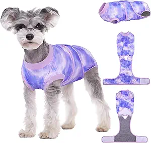 Kuoser Recovery Suit for Dogs, Adjustable Female Spay Dog Surgery Suit, Pet Surgical Shirt Male Neuter Anti Licking Abdominal Wounds Puppy Onesie Bodysuit, Alternative to Doggie Cone After Surgery