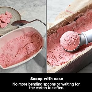 SEAINGO Heated Ice Cream Scoop - Rechargeable, ON/OFF Safety Lock Switch, Two Warming Modes, Ergonomic Handle, Electric Kitchen Tool Nonstick Scooper for Gelato, Frozen Yogurt, Sorbet & More