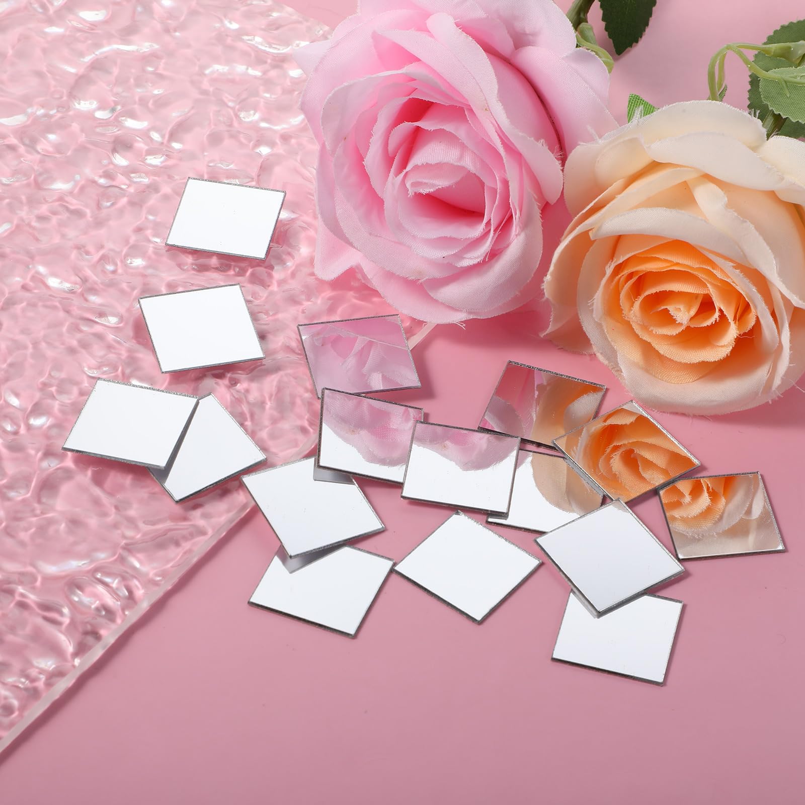 Lusofie 50 Pcs Square Mini Mirror Small Mirrors for Crafts Self Adhesive Mirror Tiles Acrylic Mirror Sheet for DIY Projects Crafts Mosaics Art Supplies and Home Decor(1 x 1 Inch)