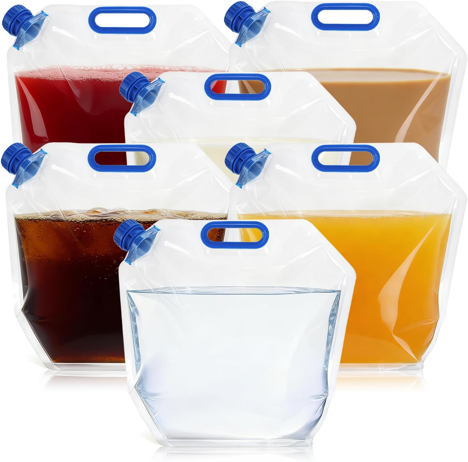 AVLA 6 Pack 6L Collapsible Water Container Bag, Foldable Camping Water Carrier, Portable No-Leak Folding Storage Jug Tank with Handle for Hiking Outdoor Sport Riding Mountaineer, BPA-free