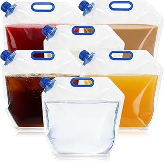 AVLA 6 Pack Collapsible Water Container Bag, 1.5 Gal Clear Plastic Foldable Storage Jug, No-Leak Freezable Camping Carrier Tank, Folding Hiking Hydration Canteen for Outdoor Sport Riding Mountaineer