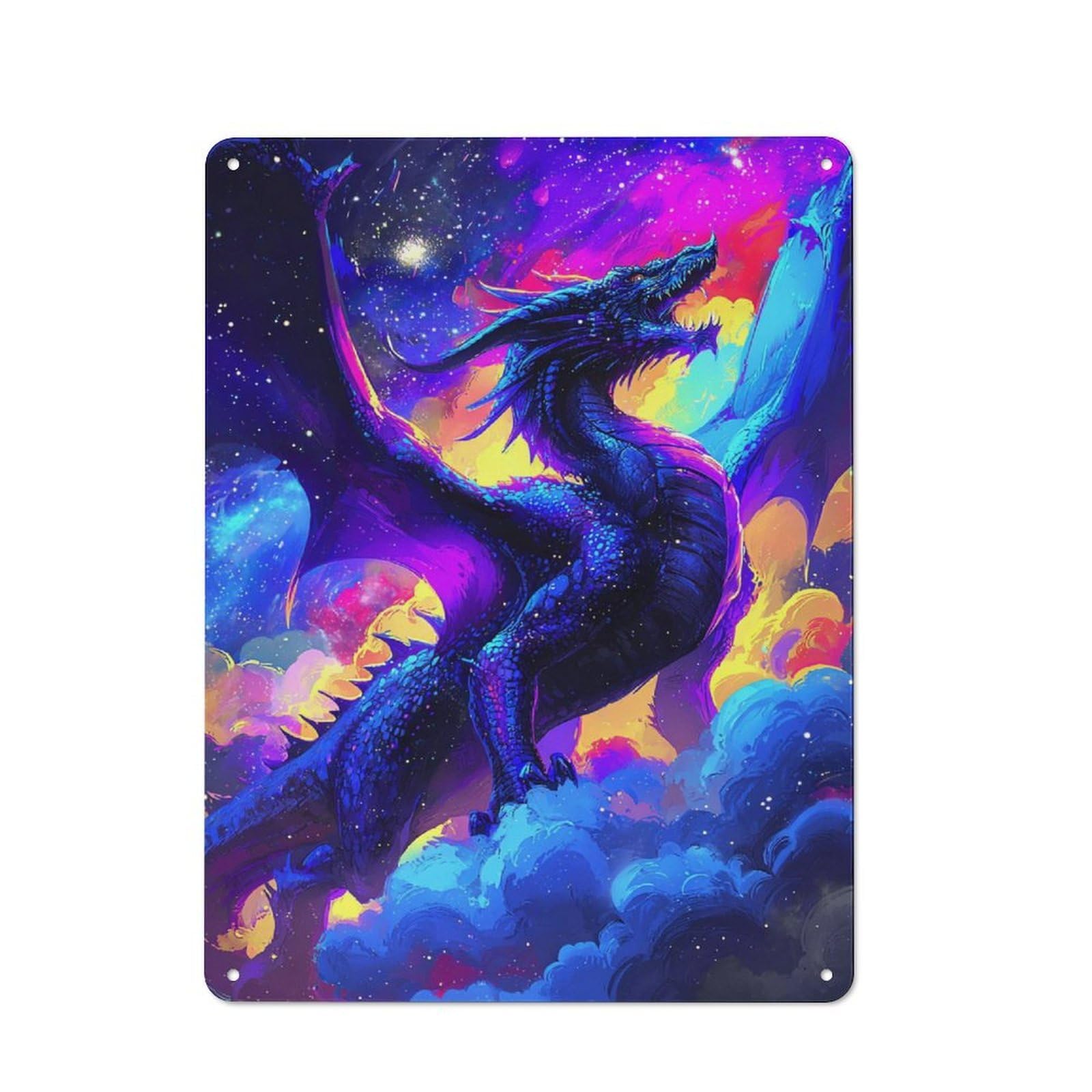 Galactic Dragon Majesty -1 Metal Wall Sign 40x30cm, Modern Retro Loft Wall Plaque for Flat, Bar, Studio Or Gallery Wall