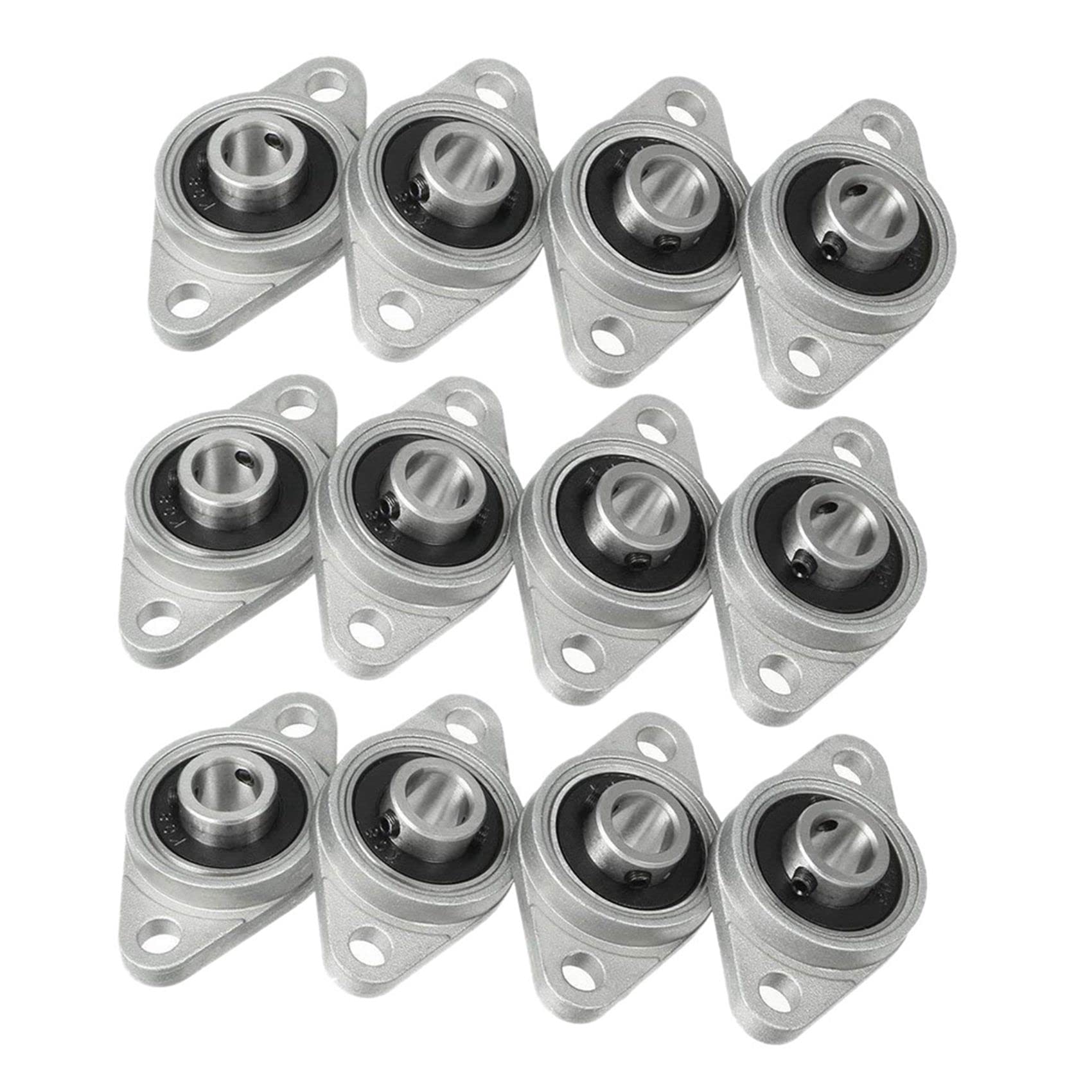 Jnchdghwa Silver 12Pcs Kfl08 Pillow Block Bearing 8Mm Bore Diameter Zinc Alloy Rhombic Flange Bearing For Cnc