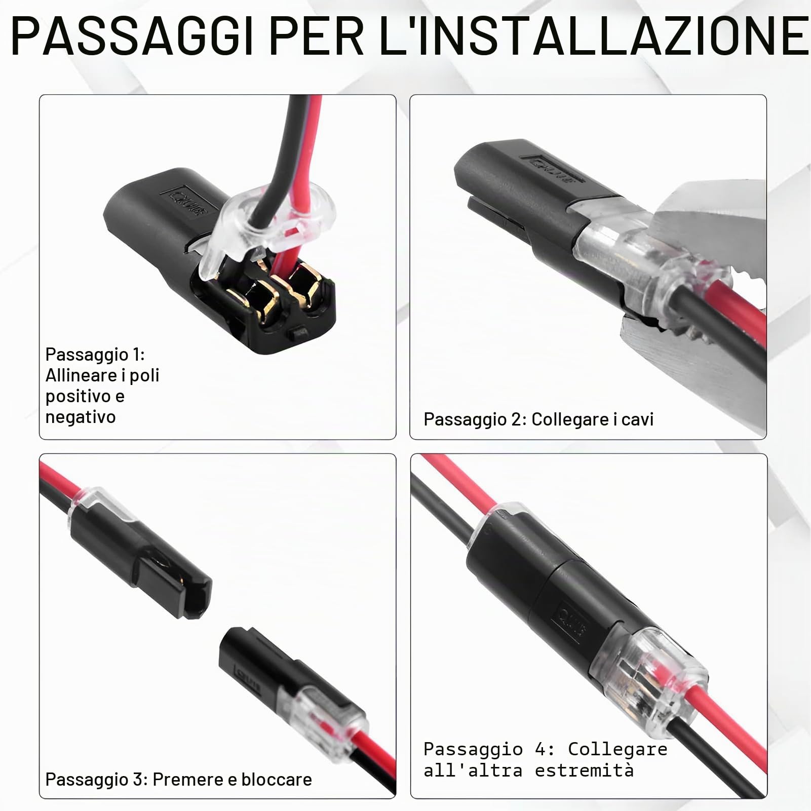 12 pezzi Connettori per cavi impermeabili 12V, connettori a 2 poli, connettori per auto a 2 poli, morsetti a crimpare per cavi auto e camion 18-22 AWG