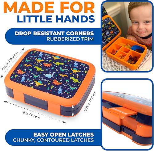 Miniatura 109 de Kinsho - Lonchera bento infantil, 5 secciones para control de porciones, bandeja de plástico desmontable sin bisfenol A, para niños preescolares