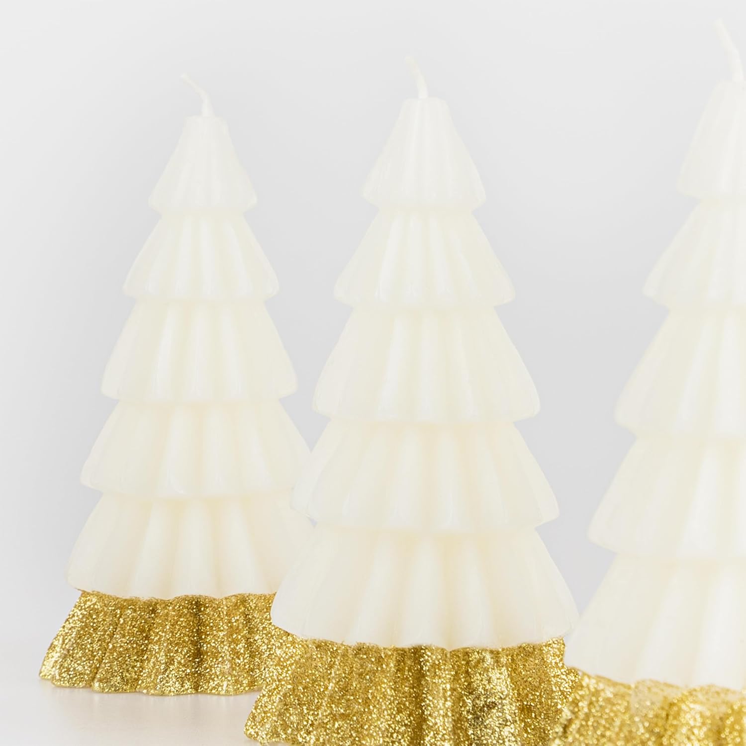 Meri Meri Ivory Tree Christmas Candles (Pack of 3), Unscented Decorative Candles, 5" Tall, Long Lasting, Approximate Burn Time 3.5hrs