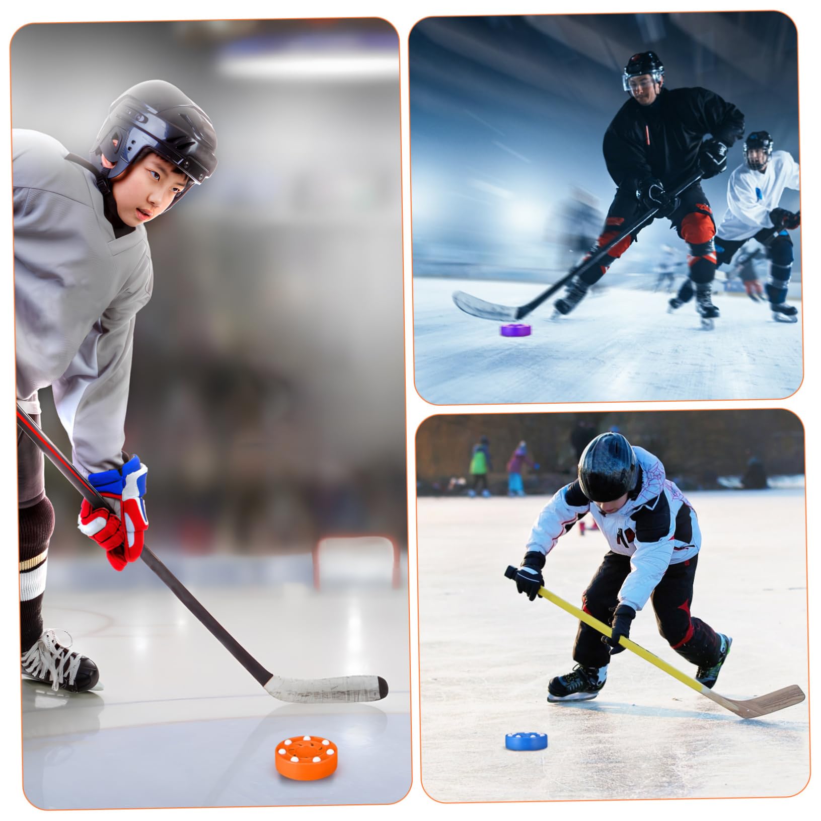 iplusmile Lot de 6 Palets de Roller Hockey en Abs Haute Visibilité et Roulement Stable Accessoires de Hockey pour Entraînement en Salle