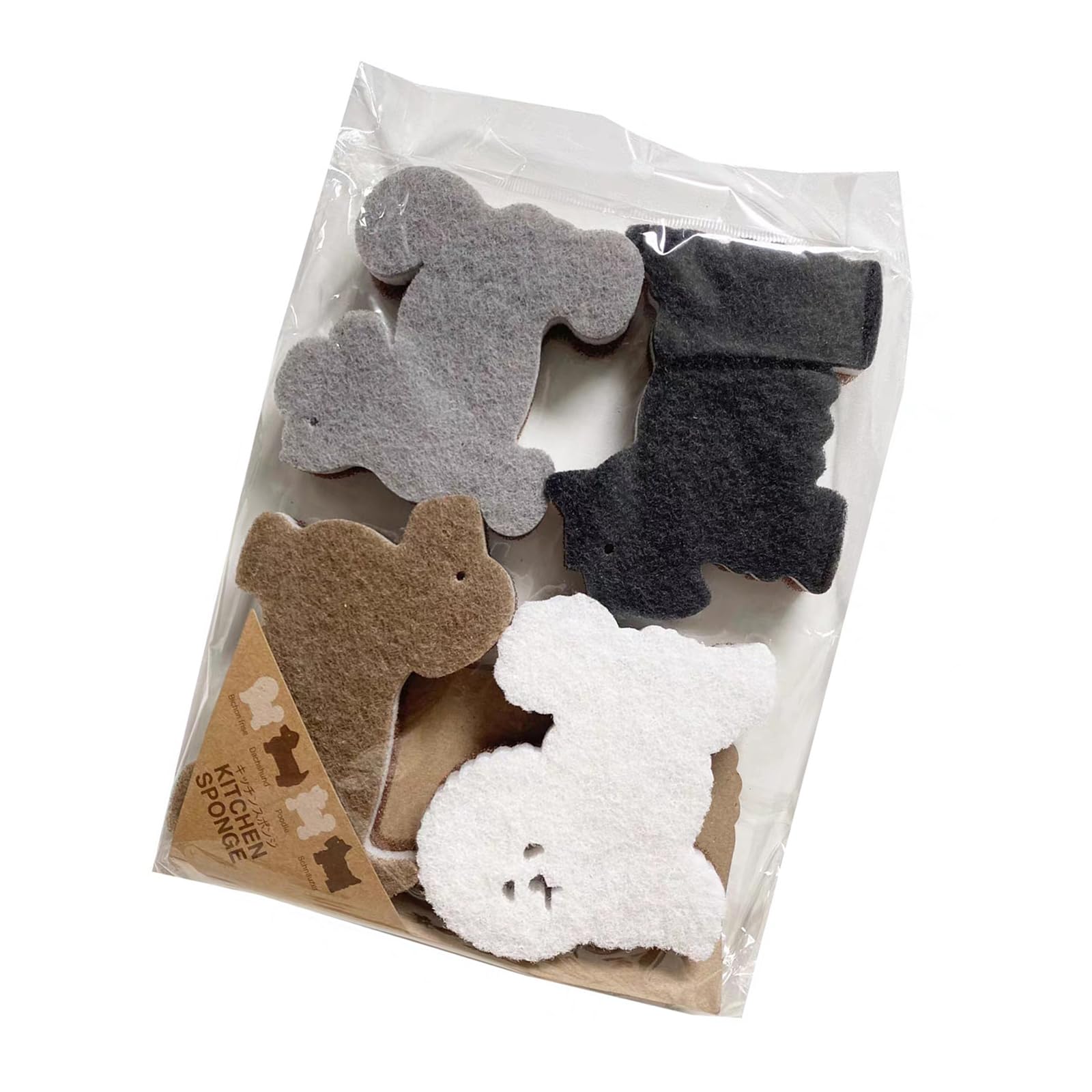 4PCS Kitchen Sponges Dishwashing Displaying Cartoon Dog Designs for Everyday Use Lovely Dog Sponge