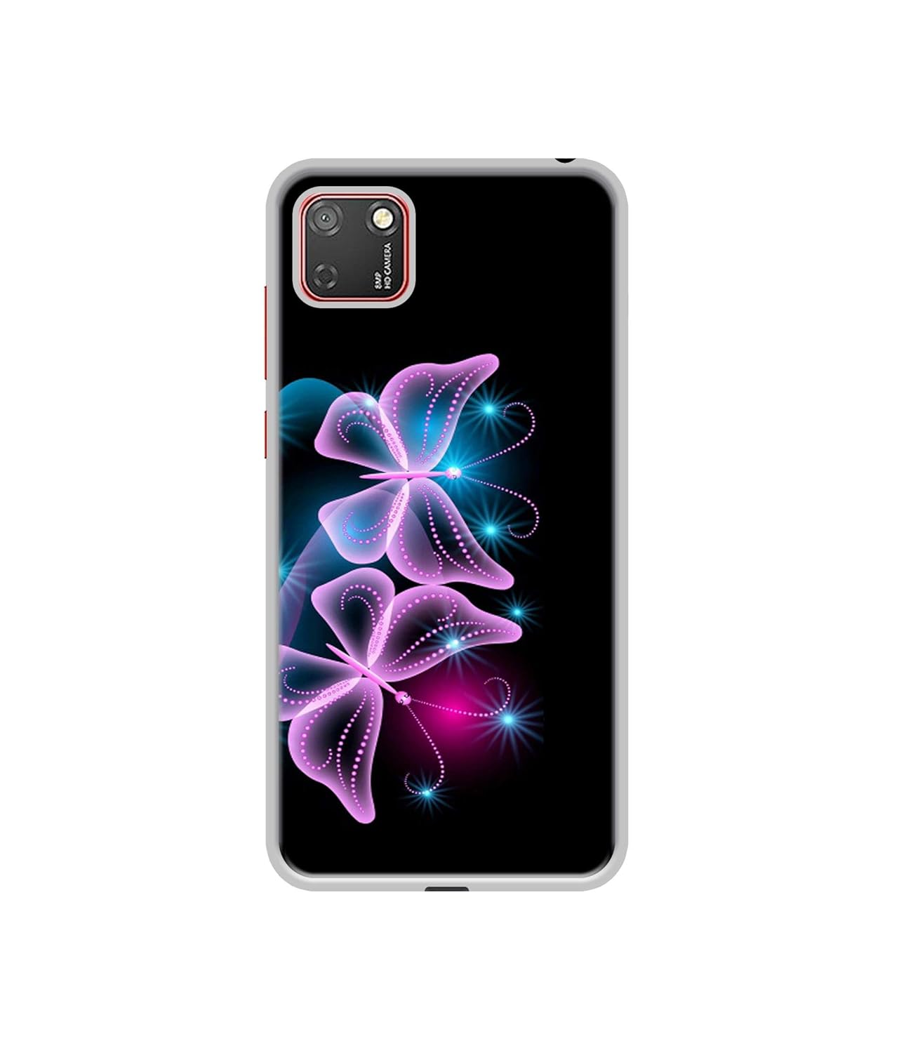 Butterflies Neon Light Design Printed Silicon Soft TPU Back Case Cover for Honor 9S