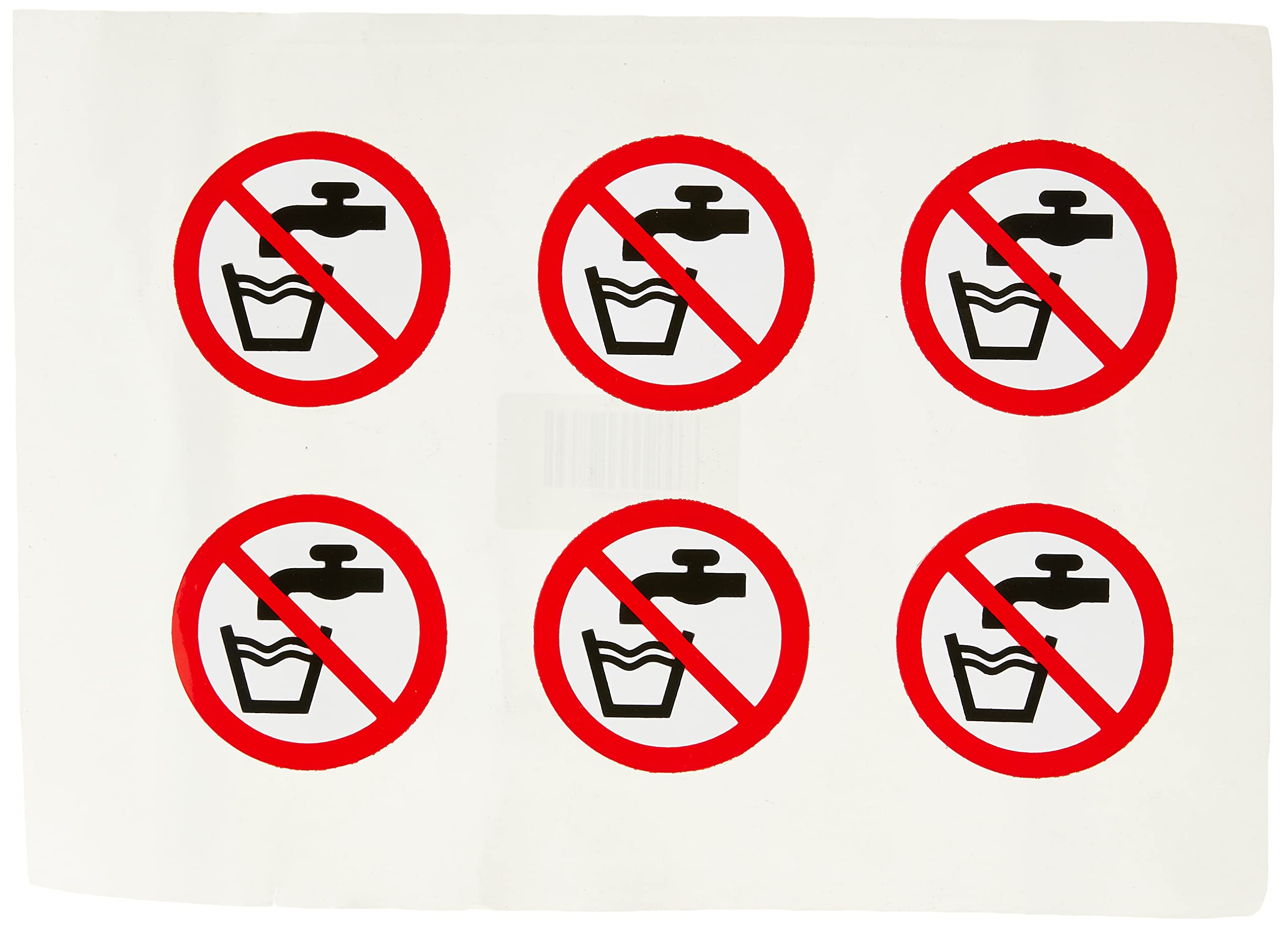 Caledonia Signs 56099 Not Drinking Water, 65 mm Diameter (Pack of 6)