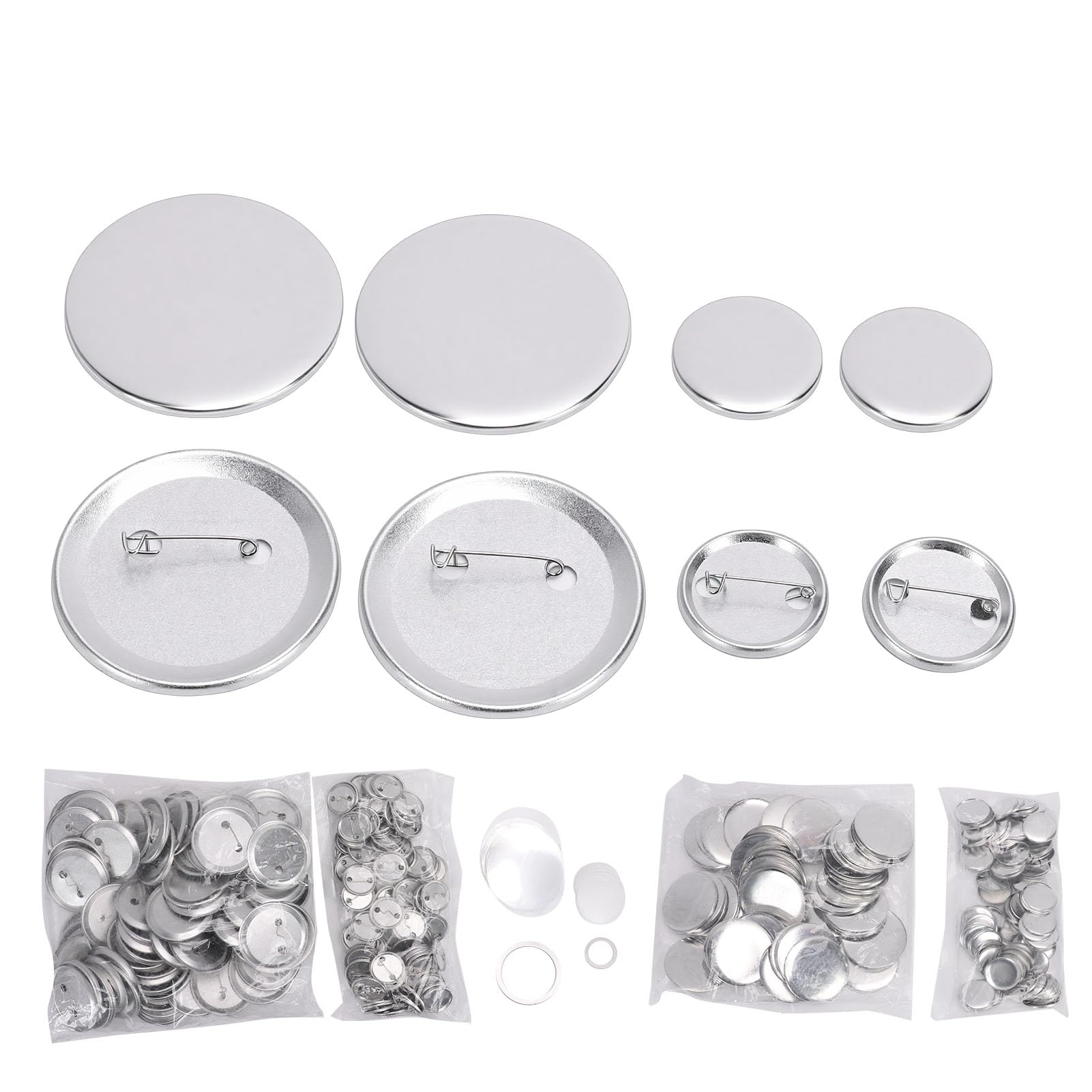 SEAFRONT Creatore di Bottoni Kit di Bottoni Metallici Vuoti Parti di Badge in Lega di Alluminio da 2,28 Pollici e 1,26 Pollici 200 Set 2 Dimensioni per Eventi Scolastici Artigianato Creazione di
