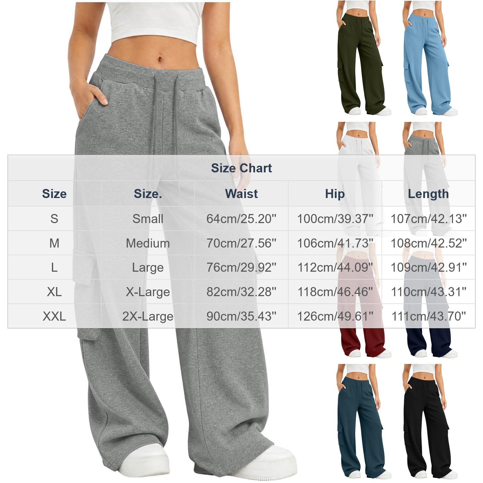 Pantaloni Sportivi Donna Pantloni Cotone con Elastico in Vita Morbidi Pantaloni da Corsa con Tasche a Gamba Dritta Pantalone Larghi a Vita Alta Pant Baggy Tinta Unita per Allenamento Jogging Fitness
