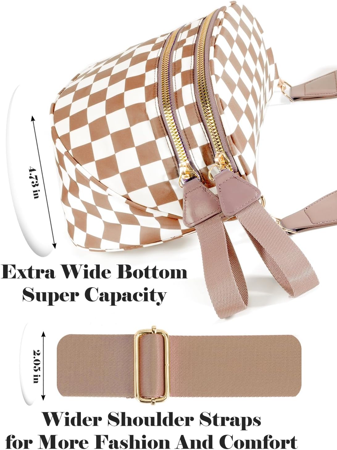 Black and White Checkered Crossbody Bag Bum Bag for Women,Spacious Checkered Purse Fanny Packs Belt Bag thumbnail