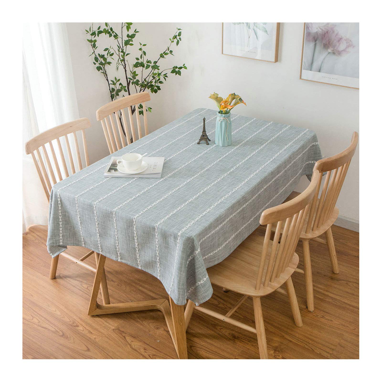 Nappe lin 135x250cm gris moderne pour table rectangulaire et décor de picnic