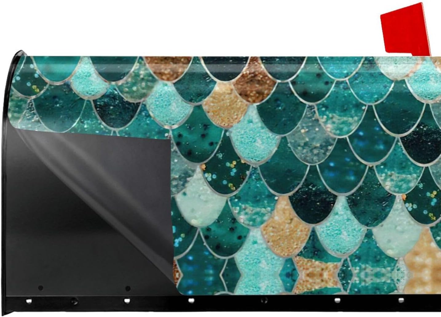 Mermaid Fish Scale Print Mailbox Covers Magnetic Post Box Cover Wraps Standard Size 21x18 Inches for Garden Yard Decor
