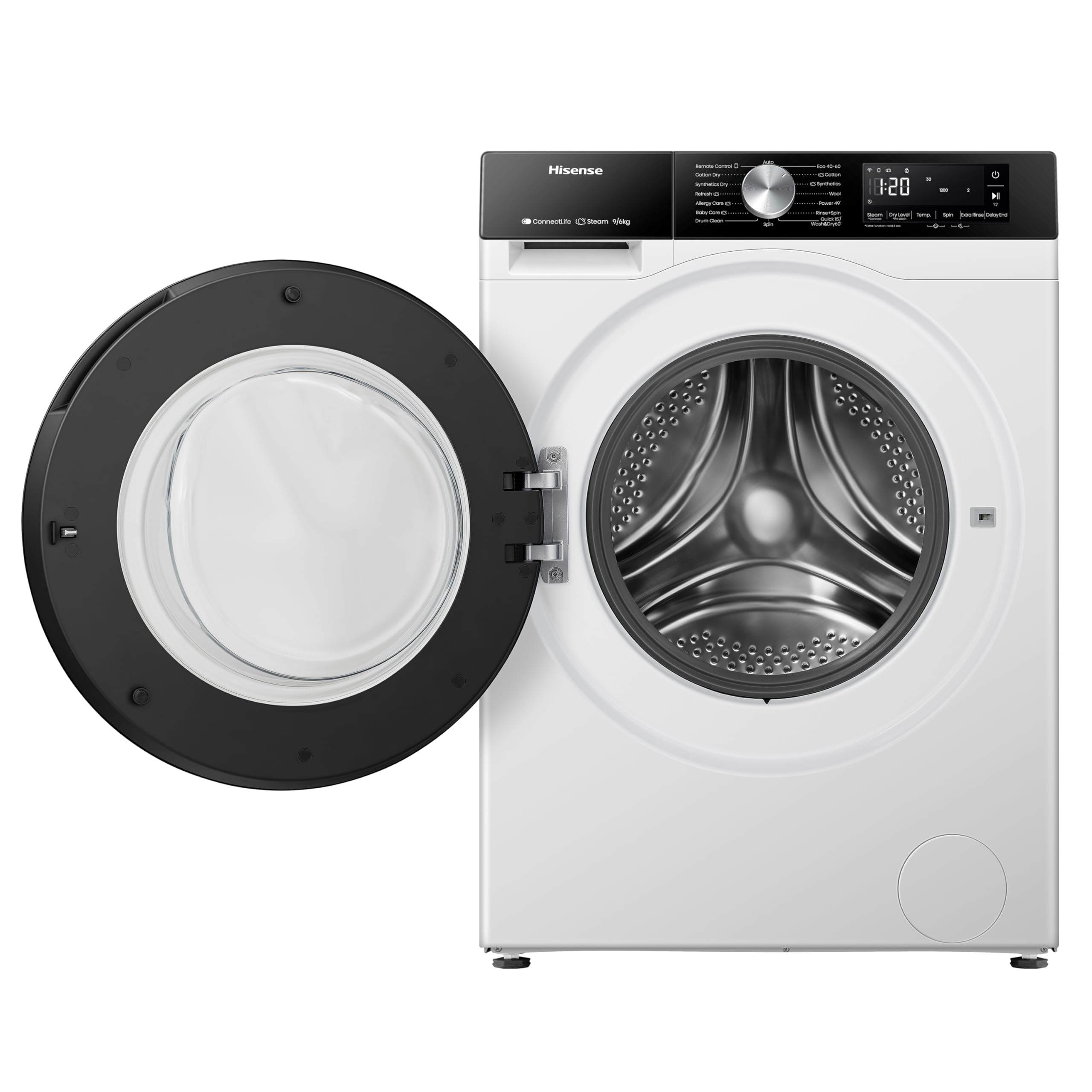 Hisense 3S Series WD3S9043BW3 Wifi Connected 9Kg / 6Kg Washer Dryer with 1400 rpm - White - D Rated [Wash&Dry], A Rated [Wash Only] — view 12