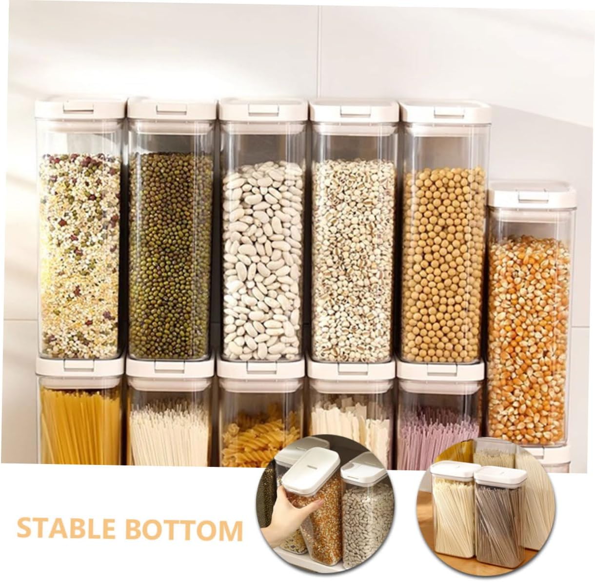 3pcs Pasta Storage Container Airtight Lid Noodle Organizer for Pantry for Spaghetti Cereal Rice Nuts and More