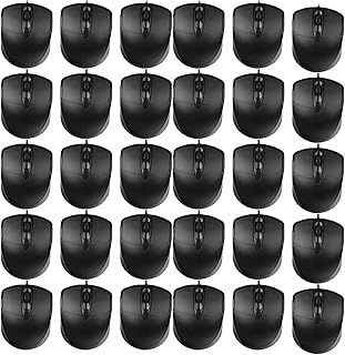 3-Button Wired USB Optical Mouse with 5-Foot Cord, Compatible with PCs, Macs, Desktops and Laptops, Black (30 Packs-Black)