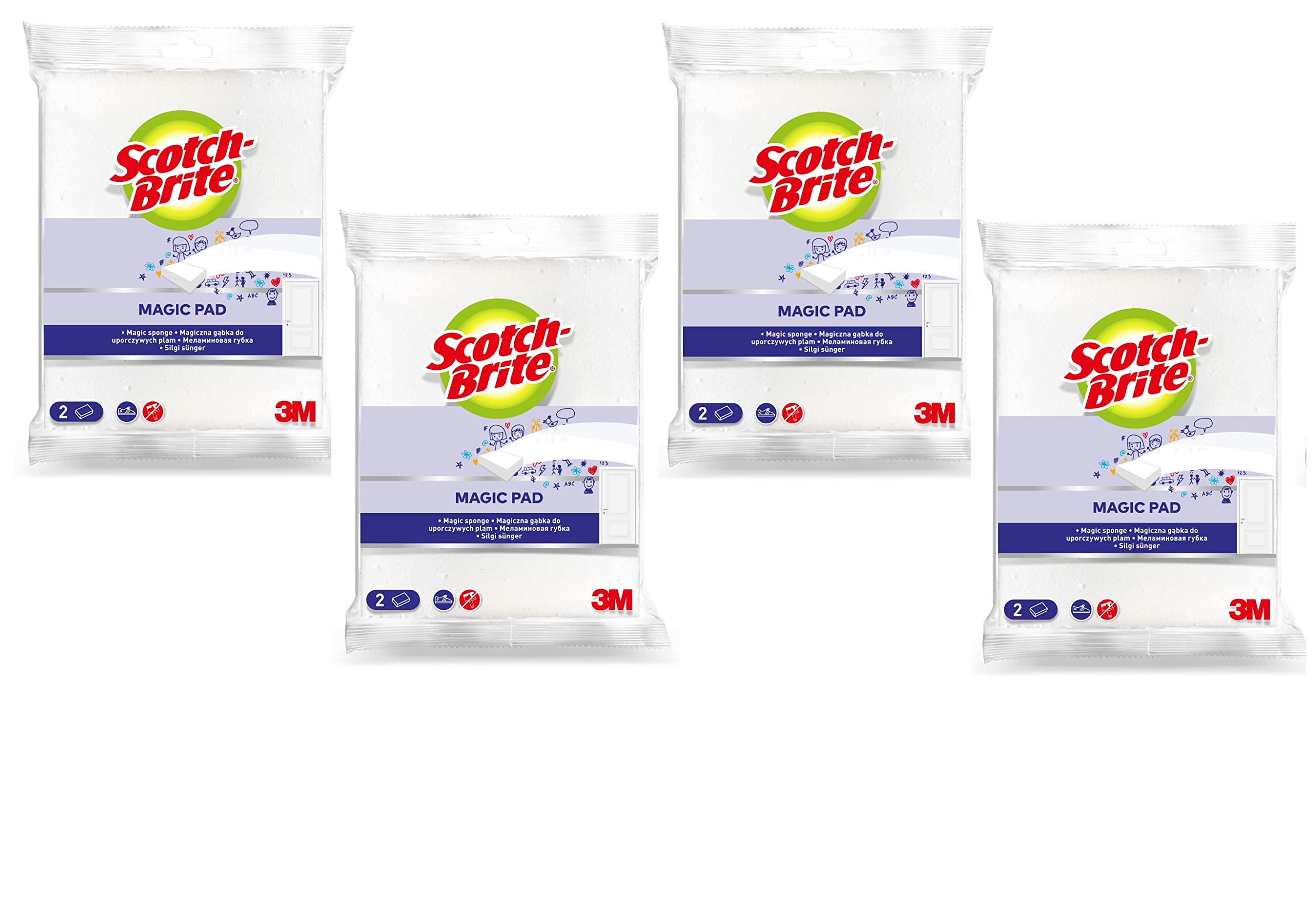 Easy Erasing Pad, 2 units/pack, 4 packs/Box | 3+1 Packs Free | Magic Sponge | Magic Eraser | Magic Pad | Easily removes stains and marks | Erase away scuff marks | Walls | Doors | Floors