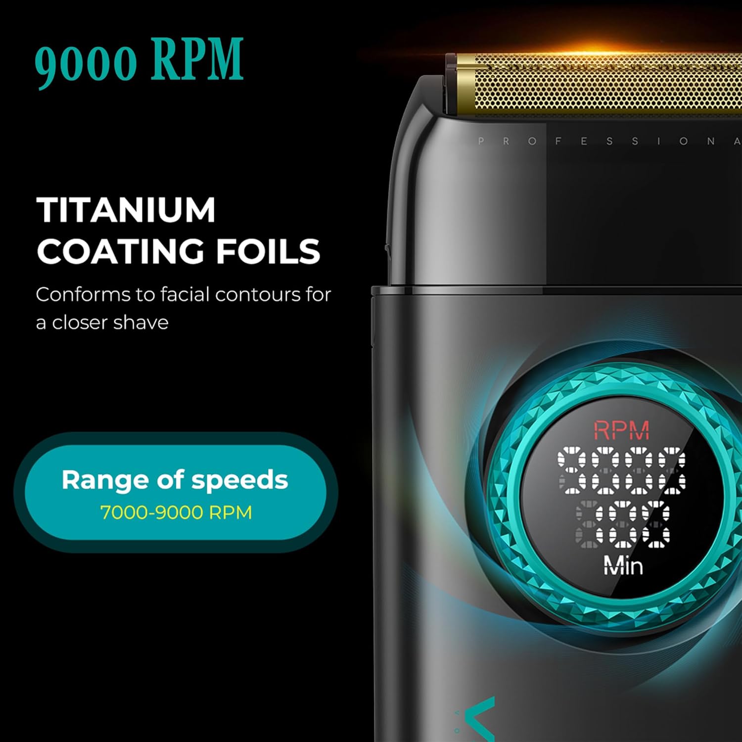 VGR Foil Shaver with 9000 RPM and Titanium Coating Foils