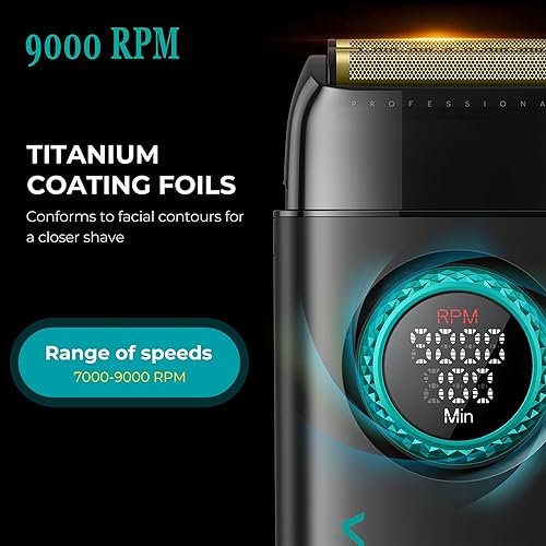 Miniatura 4 de VGR Combo de peluquero profesional 4 en 1  9000 RPM inalámbrico cortadora de pelo y recortadora, juego de afeitadora de papel de aluminio y secador