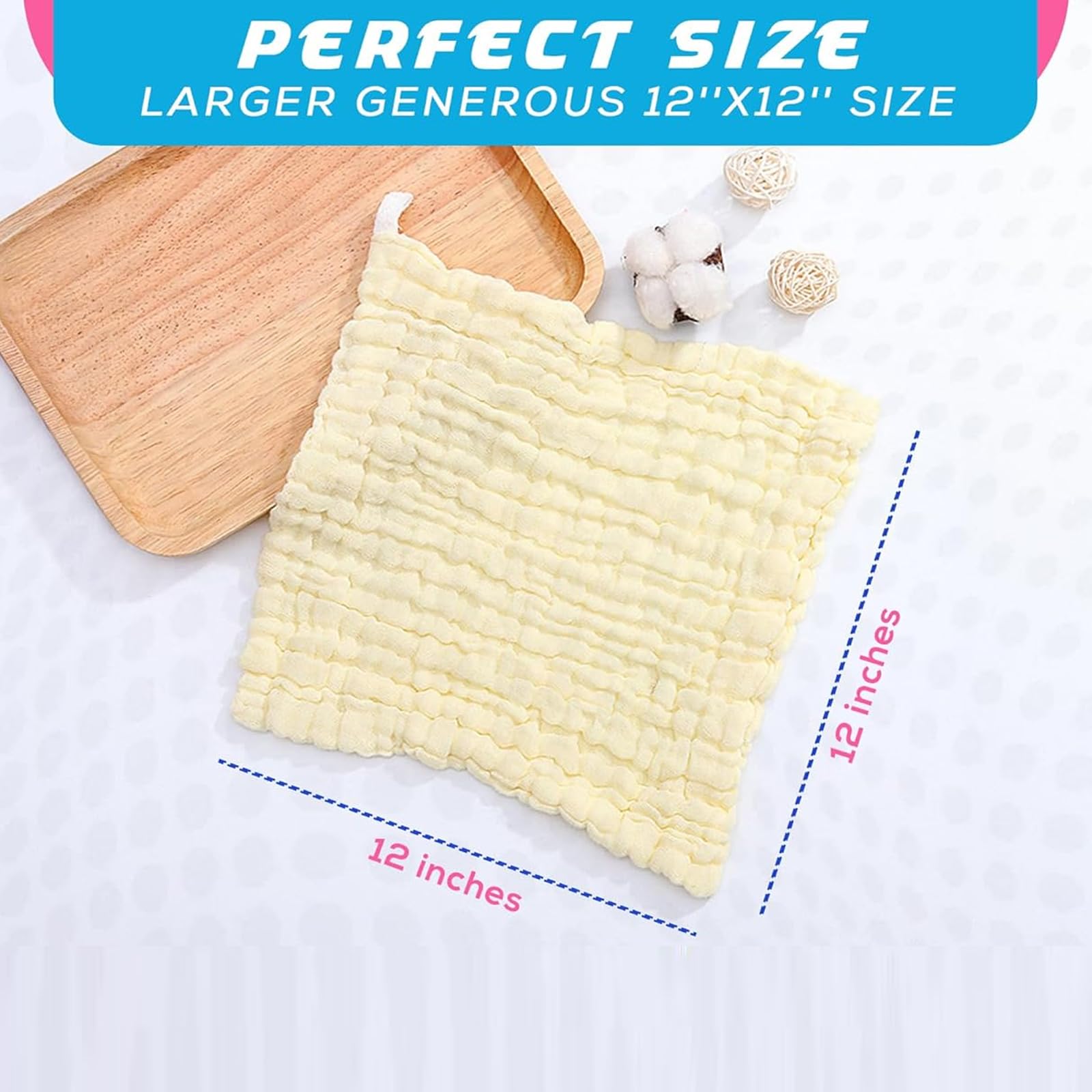 KPSRFG 8Pcs Muslin Cloths for Baby 6 Layer Cotton Muslin Squares 30*30 cm, Soft Reusable Washcloths - Image 3