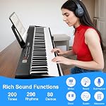 Clavier électronique pour piano, pliable pleine taille 88 Pianos numériques clés avec adaptateur de puissance,Pedal,Sheet Music Stand,Sticker,Bag,pour les débutants,Noir