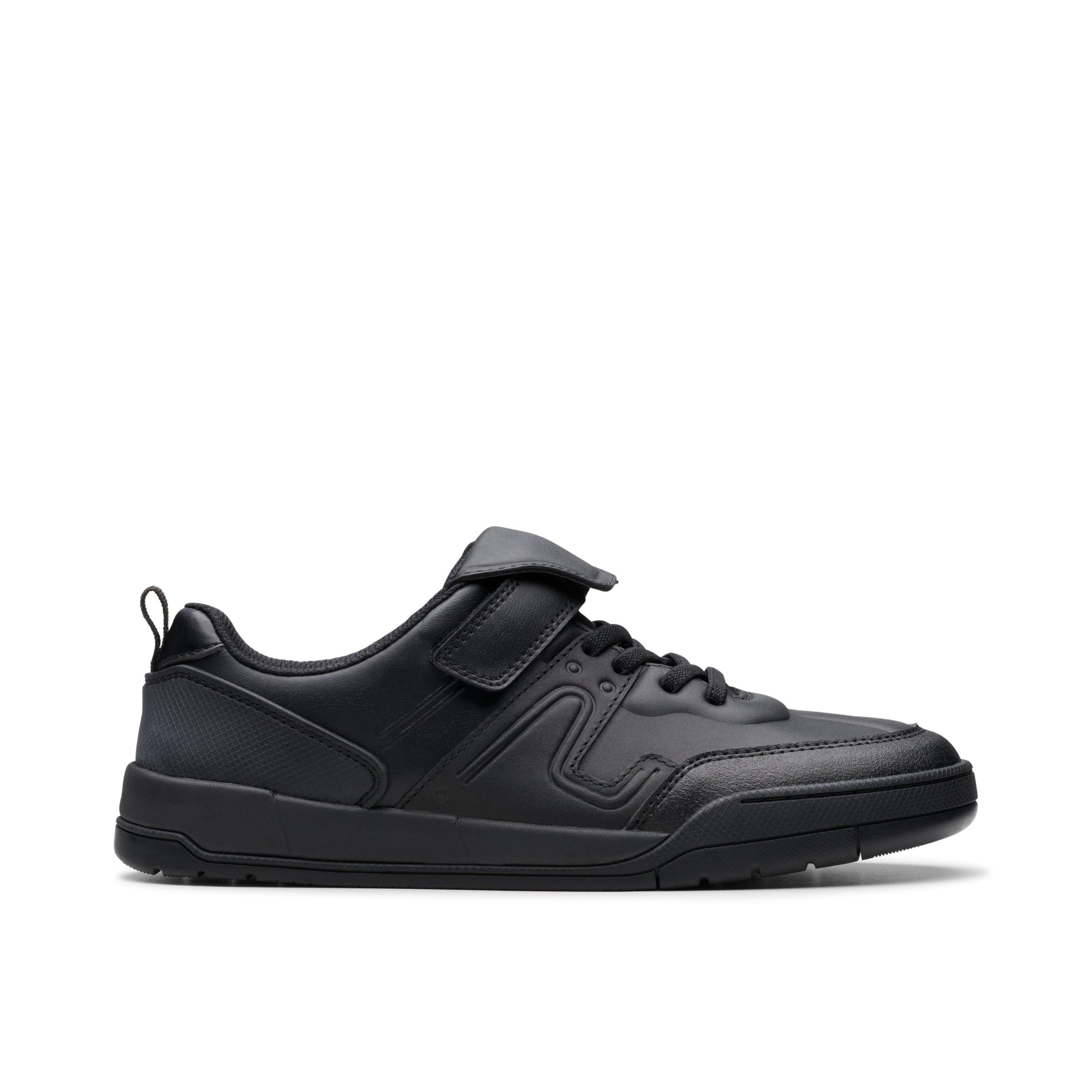 Clarks Laser Track Y Childrens Black Leather, 5